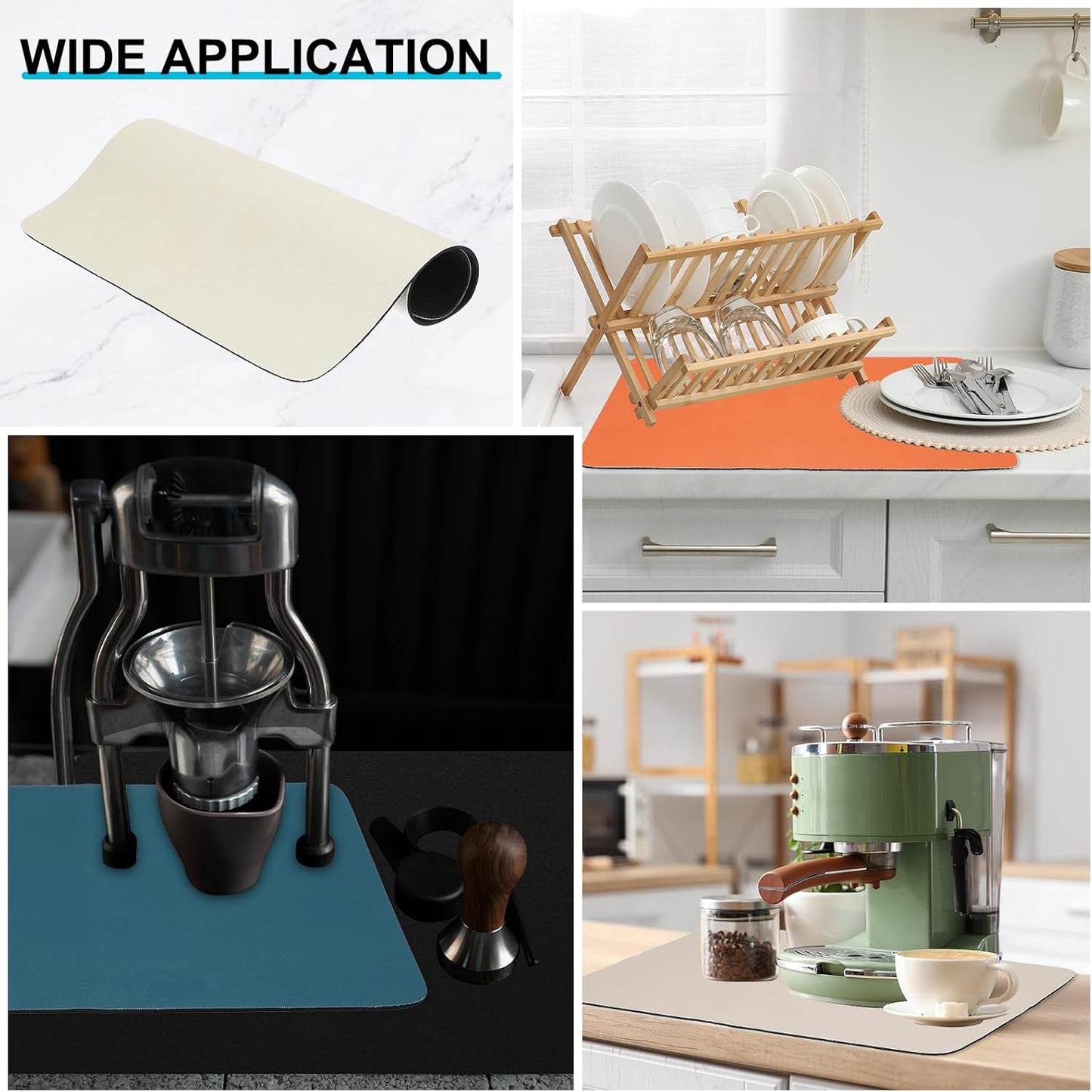 uxcell Silicone Mats for Kitchen Counter, 35.4" x 23.6" Non-Slip Countertop Protector Mat Heat Resistant Coffee Mat Waterproof Table Placemat, Beige