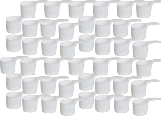 70 mL Plastic Measuring Packaging Scoop (=70 cc/ = 4.73 Tablespoon/ = 2.37 fl oz/ = 0.3 Cup), Meidum Handle - to Measure and Dispense Spices, Granules, Powders, for Seeds Packing (50)