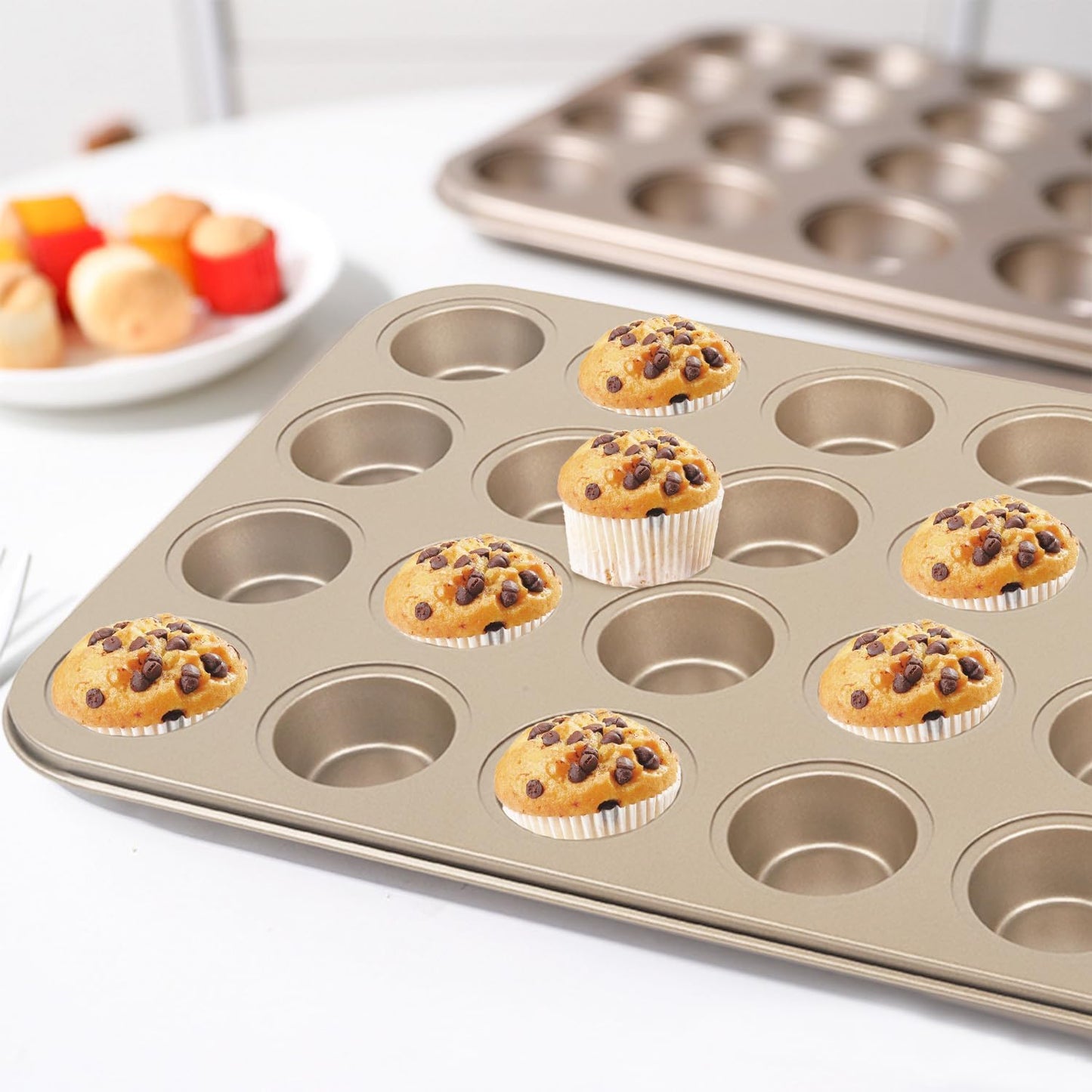 Nsmykhg 24-Cup Nonstick Mini Cupcake & Muffin Pans - Carbon Steel Baking Pans, 3 Pack, Durable Muffin Tin, Easy to Clean, Perfect for Baking Cupcakes & Mini Muffins, Oven Safe, BPA-Free