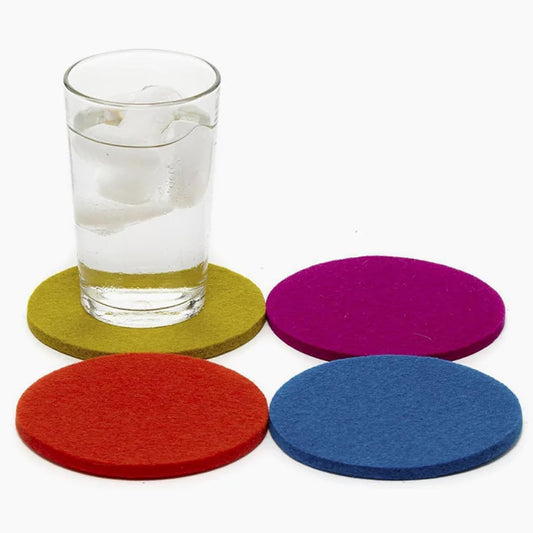Graf Lantz - Bierfilzl Merino Wool Round Coasters Set of 4 - Electric (4" Circles) - Absorbs 30% of Weight - German Wool - Heat Resistant, Sustainable, & Reusable - Home Decor & Coffee Table Decor