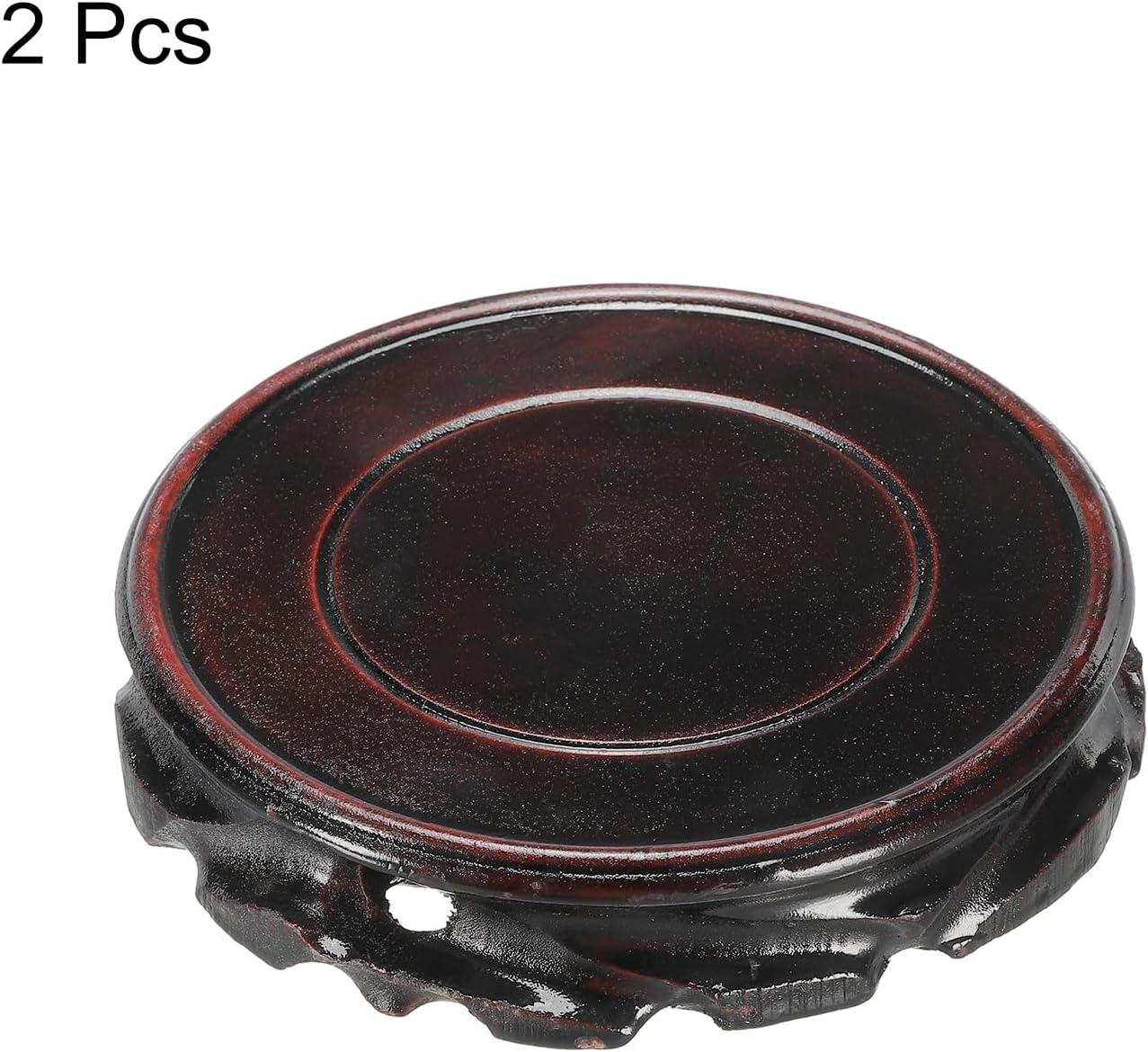 MECCANIXITY Wooden Display Stand Base Stand Holders 110mm/4.33 inch Diameter Black for Vase Bonsai Stone Furniture Stable Home Decoration Pack of 2