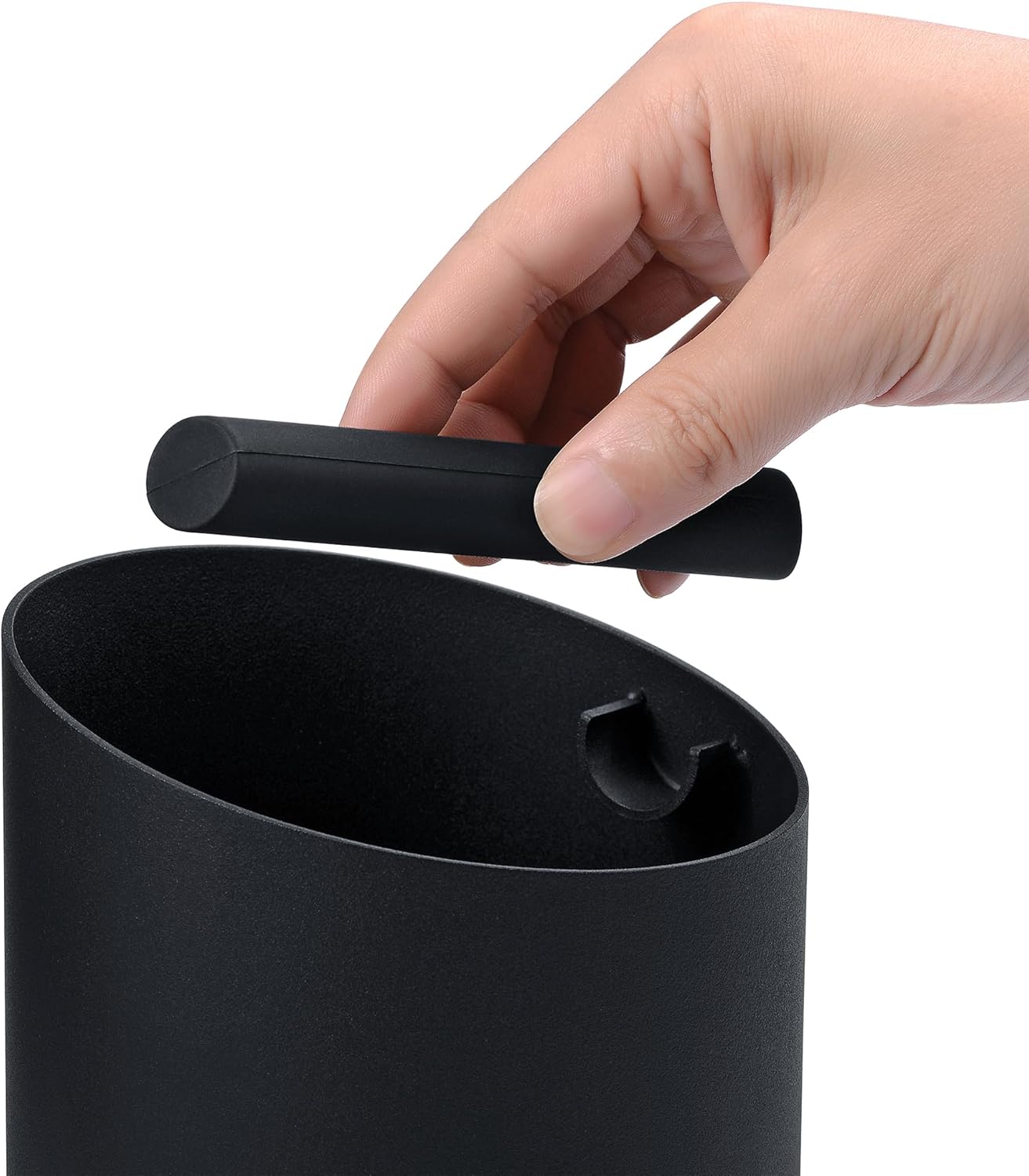 Normcore Espresso Knock Box, 1L Capacity Holds 20-25 Espresso Pucks, Stainless Steel with Walnut Non-Slip Base, Knock Bin For Home Baristas, Black