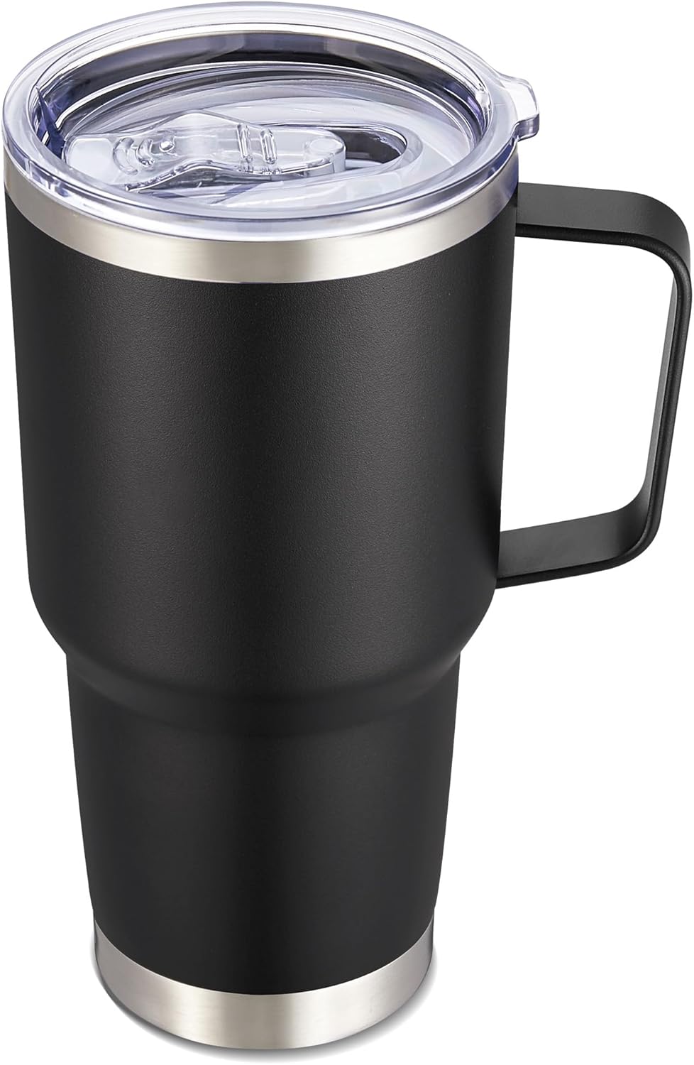 30 oz Tumbler with Handle and Lid, Stainless Steel Tumblers Double Wall Vacuum Insulated Travel Mug Leak Proof Cup Keep Drinks Cold and Hot Black, 1 Pack