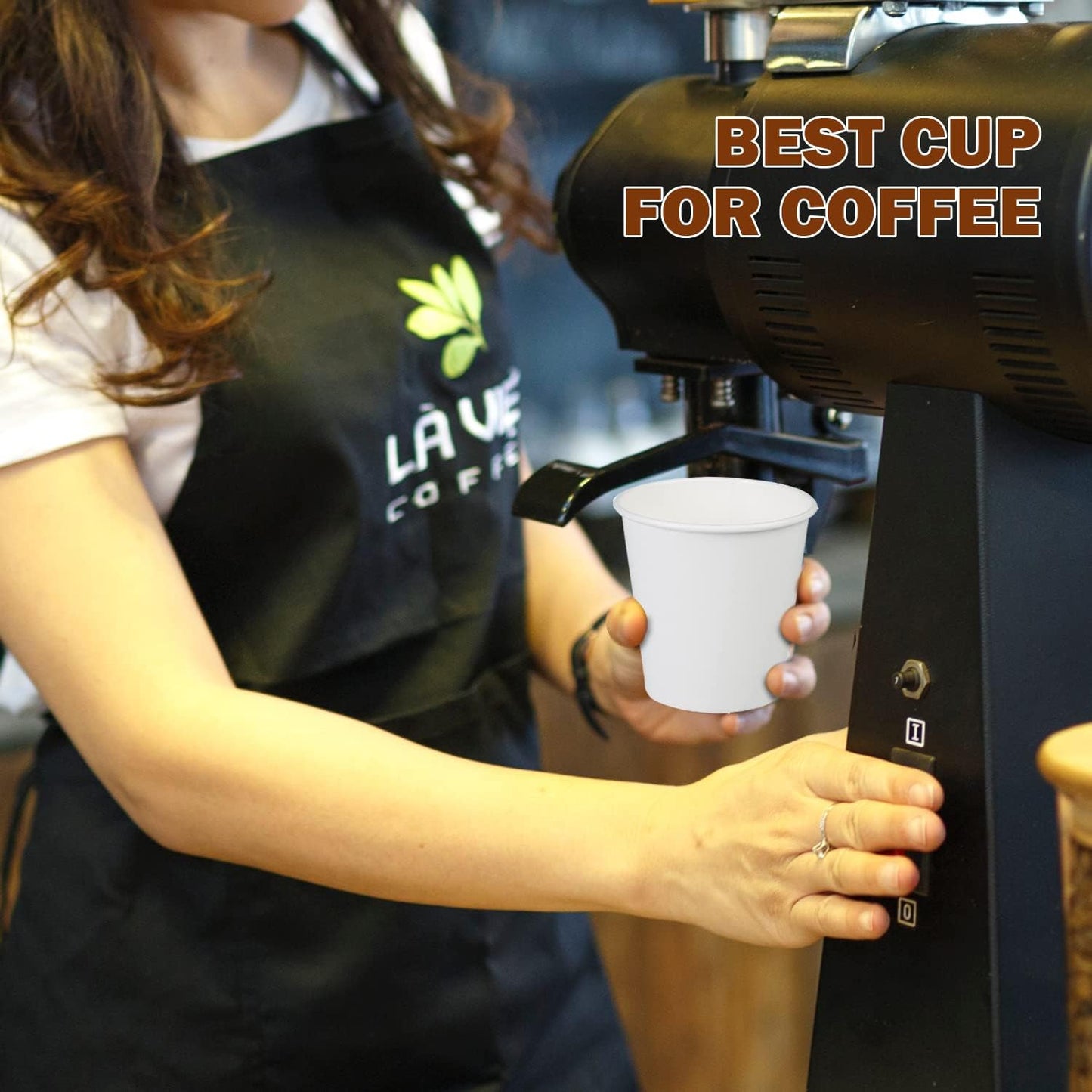 Smygoods White Disposable Paper Coffee Cups with Lids (8 OZ, 50 Count) For Hot Beverages, Tea, Espresso, Cocoa - To Go Drink Containers, Café & Office