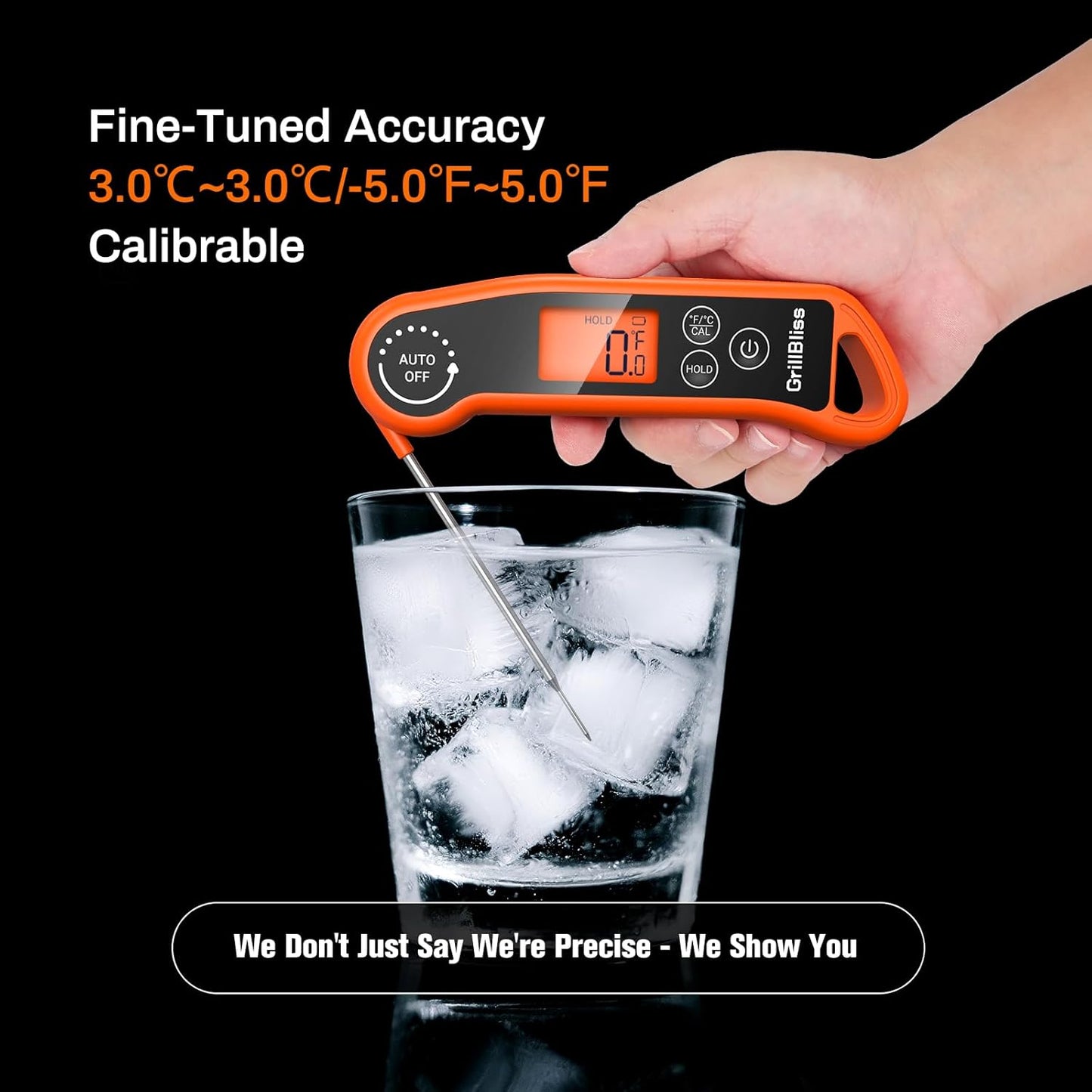 Instant Read Meat Thermometer Within 0.5s, GrillBliss Meat Thermometer Digital with ±0.5℉ Accuracy, Food Thermometer with Backlit Display, Cooking Thermometer for Candy, Grill, BBQ, Brewing