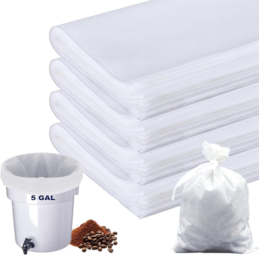100 Pack Commercial Cold Brew Coffee Filters for 5 Gallon Buckets, 20" X 20" Commercial Cold Brew Bags for Commercial Model Cold Brew Coffee Makers, Brew Up To 5 LBS Coffee