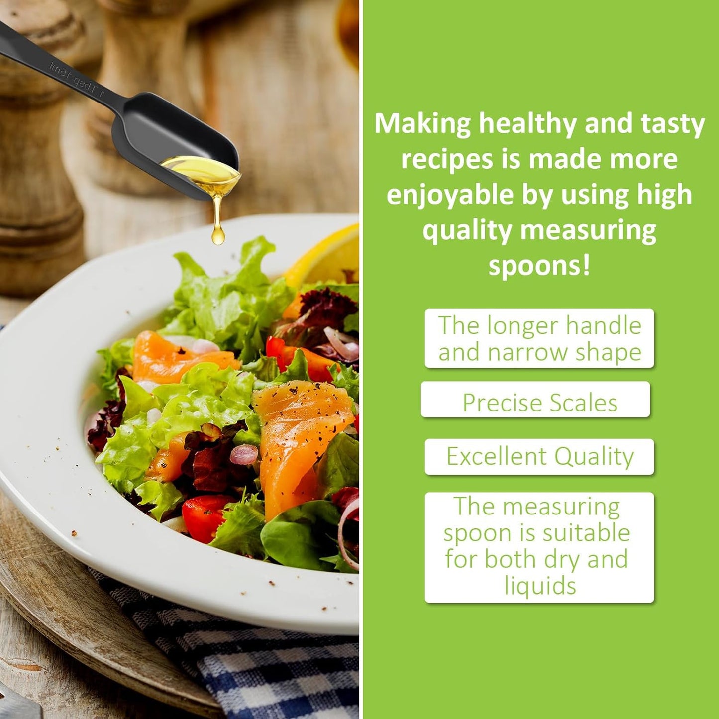 2 Pcs 1 Tablespoon(15 mL | 3 Tsp | 1 Tbsp | 15 cc | 1/2 oz) Stainless Steel Single Measuring Spoon, Long Handle Metal Measuring Spoon, Kitchen Gadgets for Cooking & Baking(Black)