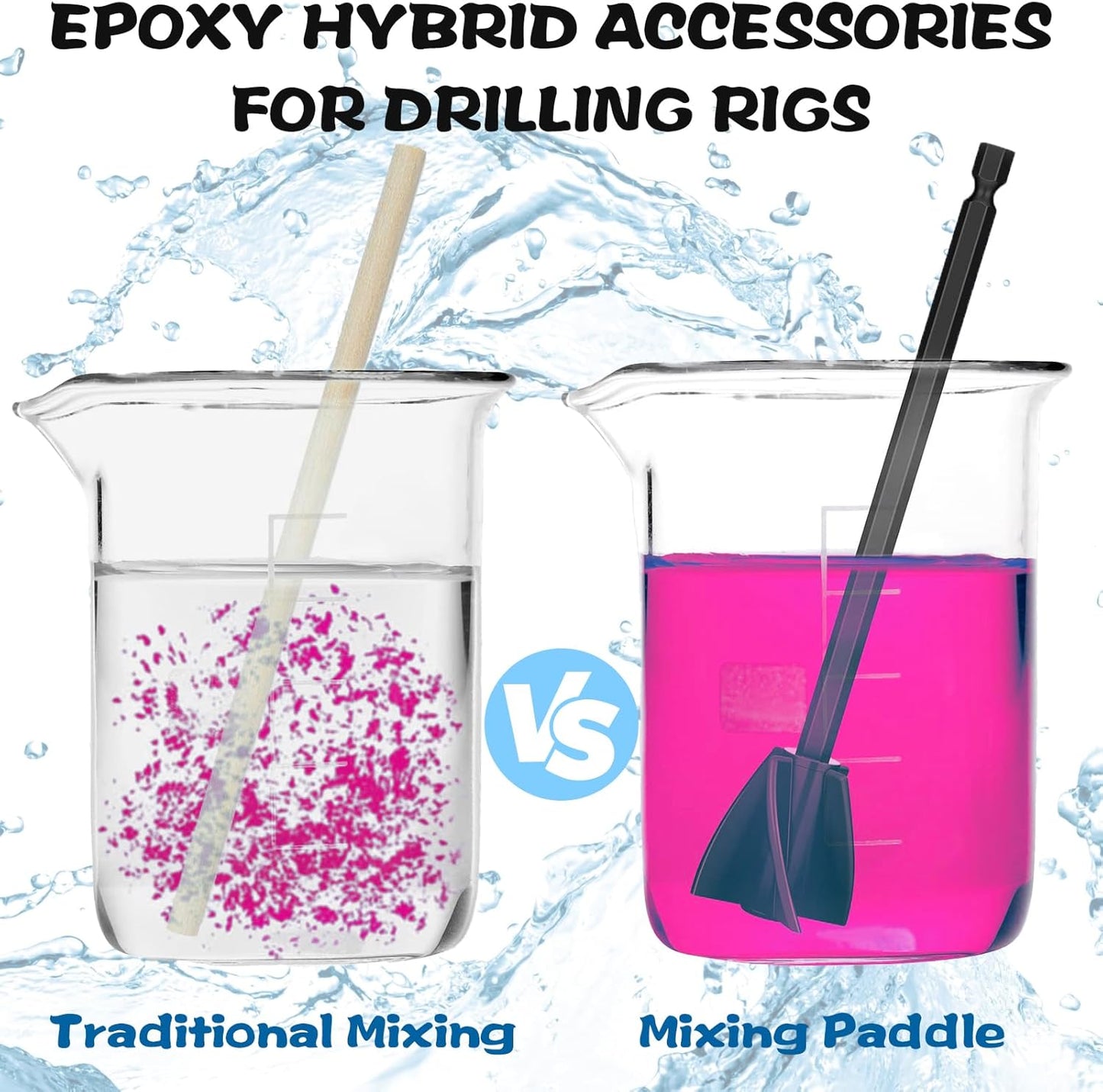 16 Pcs Epoxy Resin Mixer Paddles, Reusable Plastic Mixing Paddle Paint Stirrer for Drill, Multipurpose Helix Drill Mixer Attachment for Mixing Epoxy Resin Paint Silicone Molds, Works with Most Drills