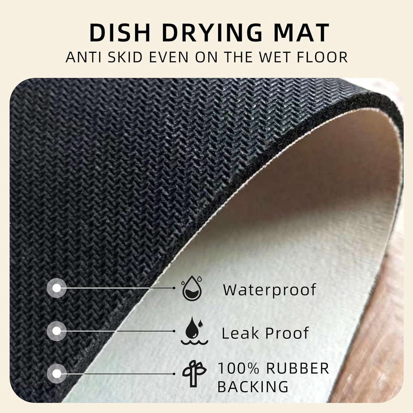 Dish Drying Mat Coffee Mat Rubber Backed Soft Silicone Dish Drying Mat for Kitchen Counter or Sink for Kitchen Bathroom Coffee Bar (Birds and Flowers, 16 x 24 Inches)