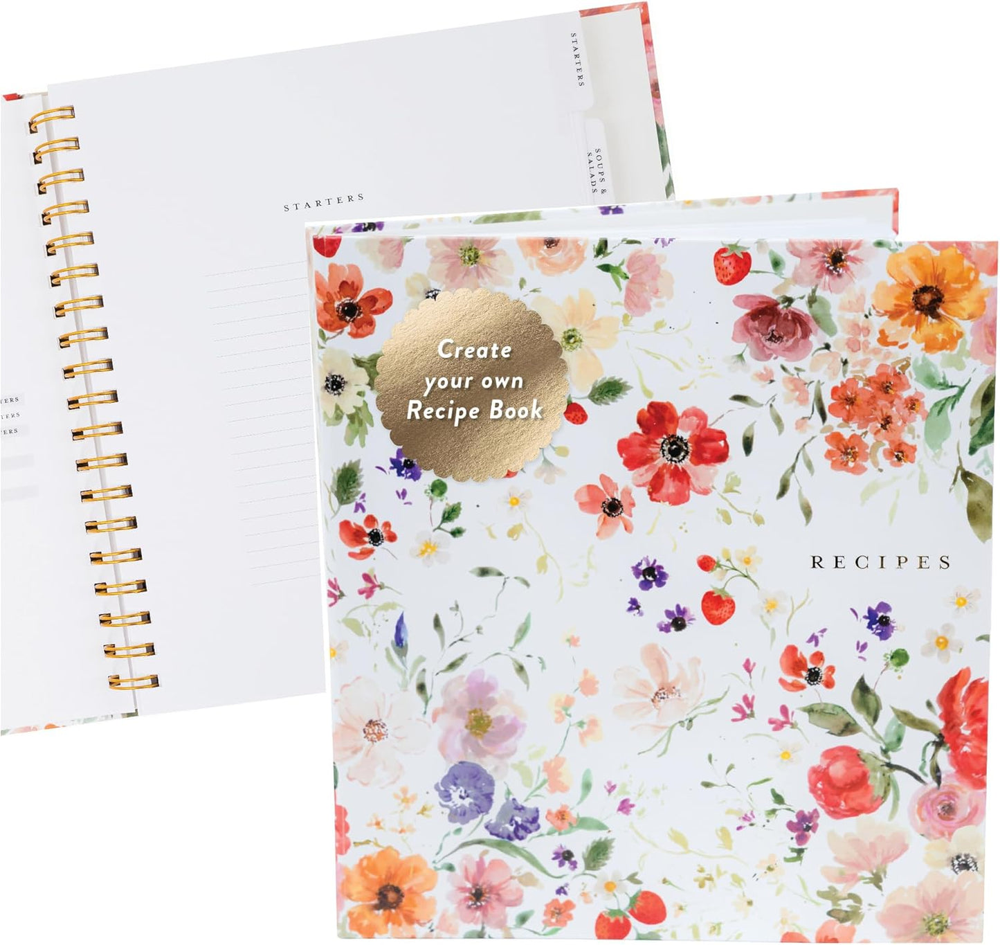Itsy Belle Studio Make Your Own Cookbook – Blank Recipe Book to Write in Your Own Recipes | Hidden Spiral Bound Personalized Recipe Binder with back pocket & Conversion Charts | Holds 240 Recipes