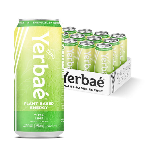 Yerbaé Energy Beverage Yuzu Lime - Lemon Lime Flavor. Energized by Yerba Mate. Naturally Caffeinated Plant-Based, Healthy Alternative to Coffee/Sugary Sodas Pack of 12, 16oz cans