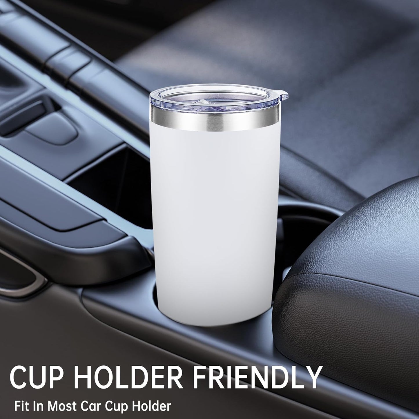 20 oz Tumblers Bulk Stainless Steel Tumbler with Lid Double Wall Vacuum Insulated Coffee Mug 20oz Powder Coated Cup for Hot and Cold Drinks, White, 12 pack