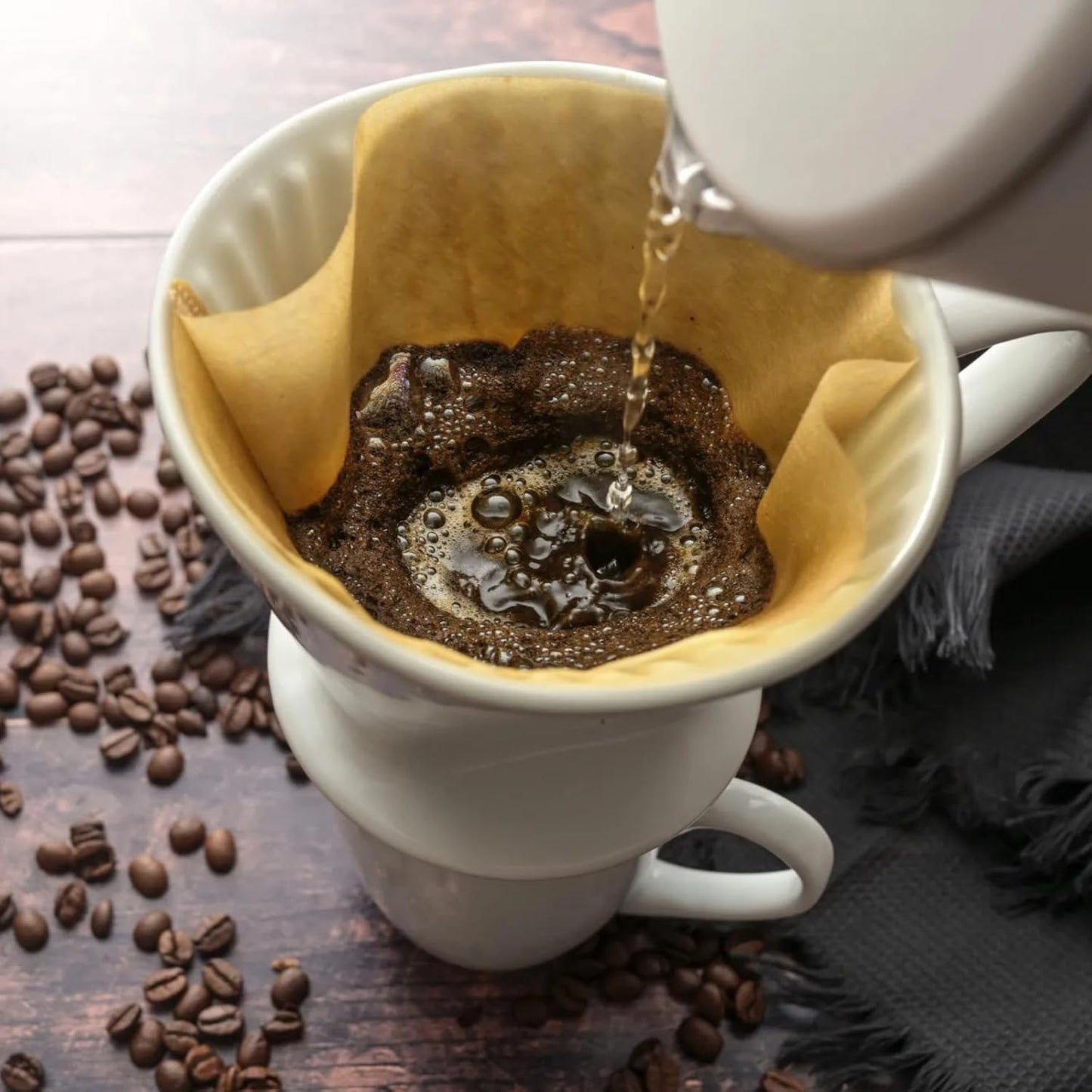 100 PCS Fryer Oil Filter, Hand Drip Coffee Filter Paper, V60 Cone Thickened Wood Pulp Filter for Grease Coffee Tea, Kitchen Essential