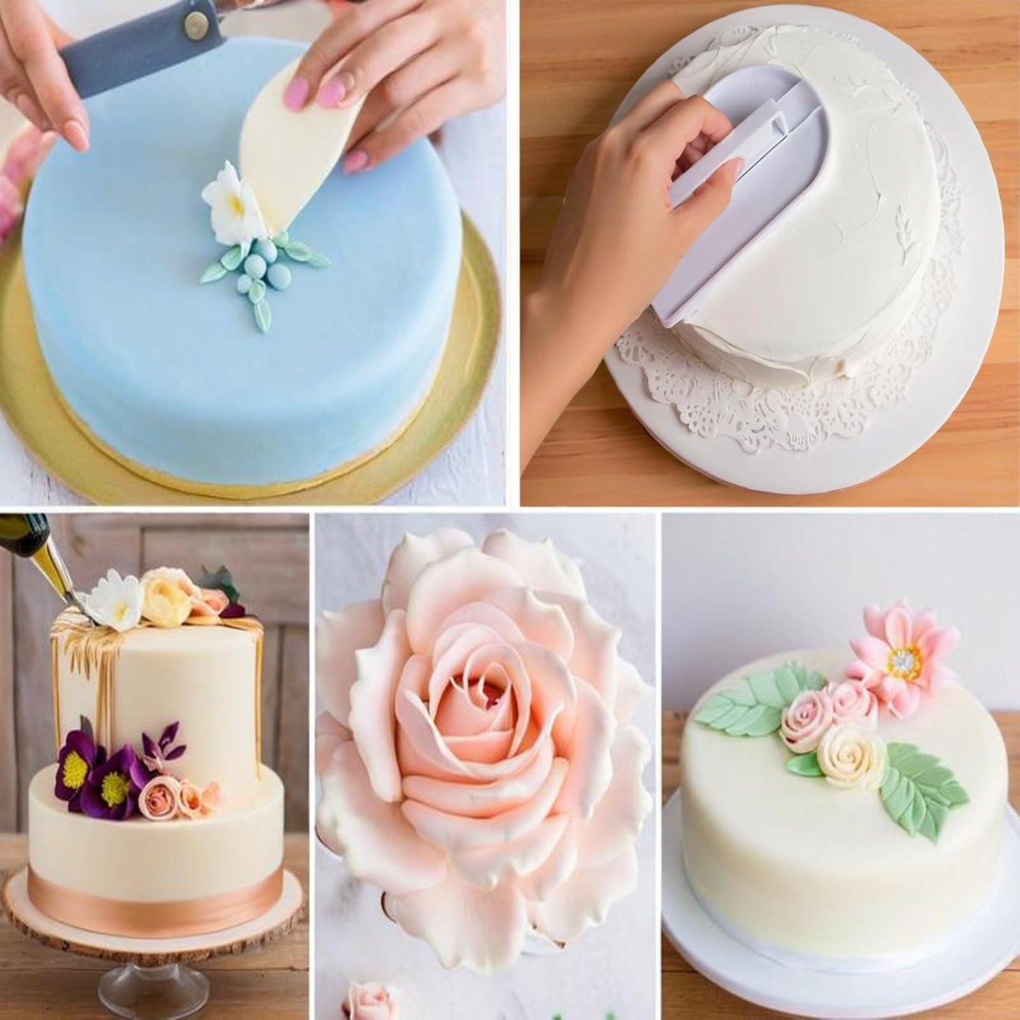 2 PCS Fondant Smoothing,Cake Decoration Icing Smoother, Paddle Fondant Polisher Finisher Sugarcraft Cups,fondant paddle,White,14.5 x 8 cm/5.7" x 3.1"