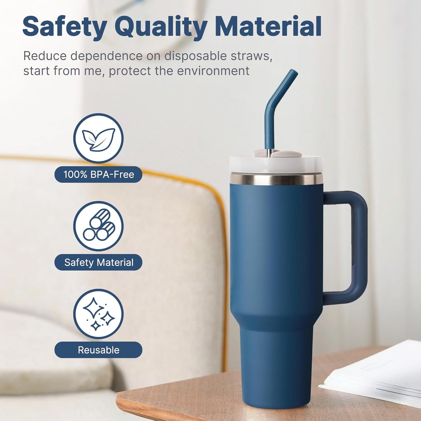 Metal Straw Replacement for Stanley Quencher 40oz Tumbler, 12.2 Inch Long Reusable Metal Drinking Straws for Simple Modern, Meoky Tumbler 40 oz Tumbler Cup,1 Portable Bag