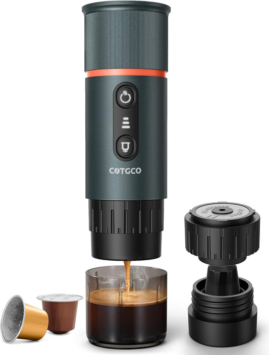 Portable Espresso Maker 20 Bar Self‑Heating & Auto-off | 13500 mAh Battery Brews 8 Shots | 12 V Mini Coffee Machine Compatible with Nespresso Original Pods | Car/Travel/Camping