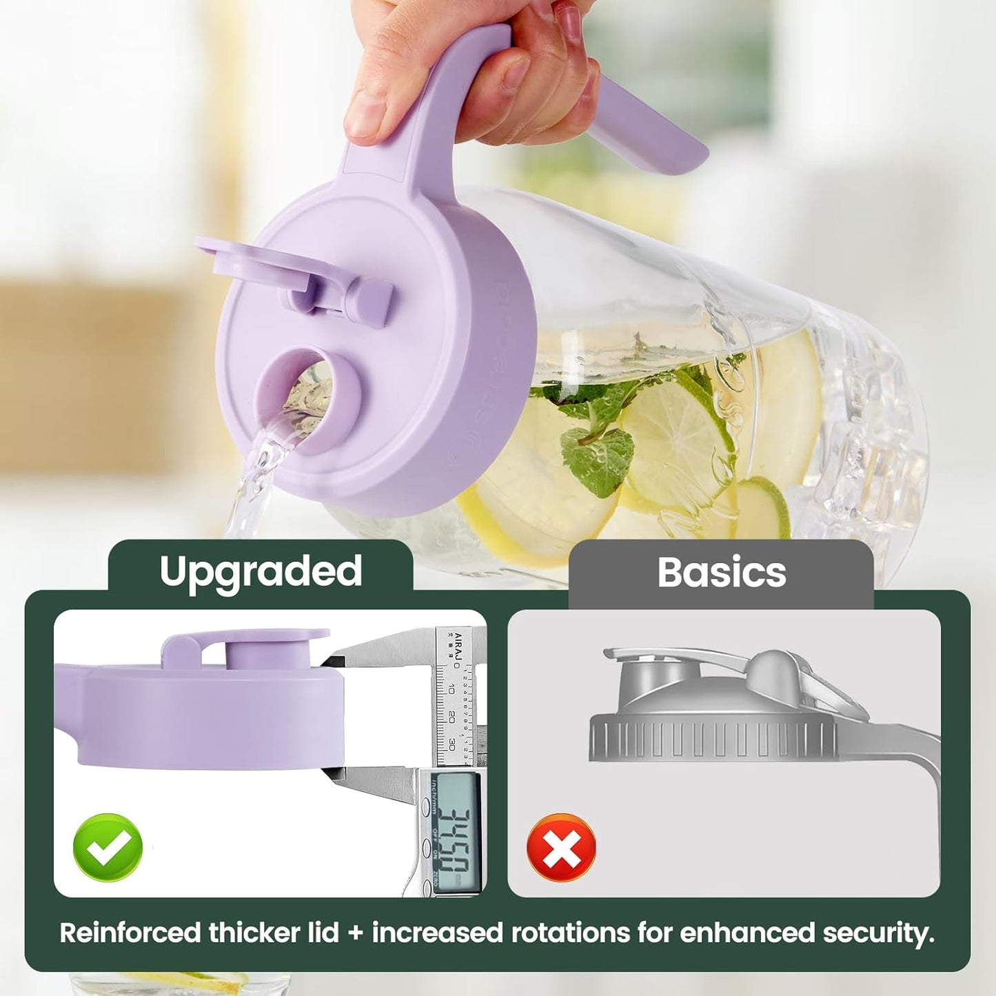 Mason Jar Pitcher - Airtight & Leakproof Glass Pitcher with Lid[set of 2], Perfect for Breastmilk, Cold Brew, and Sun Tea, 2 Quart (64 oz) Mason Jar with Pour Spout Lid