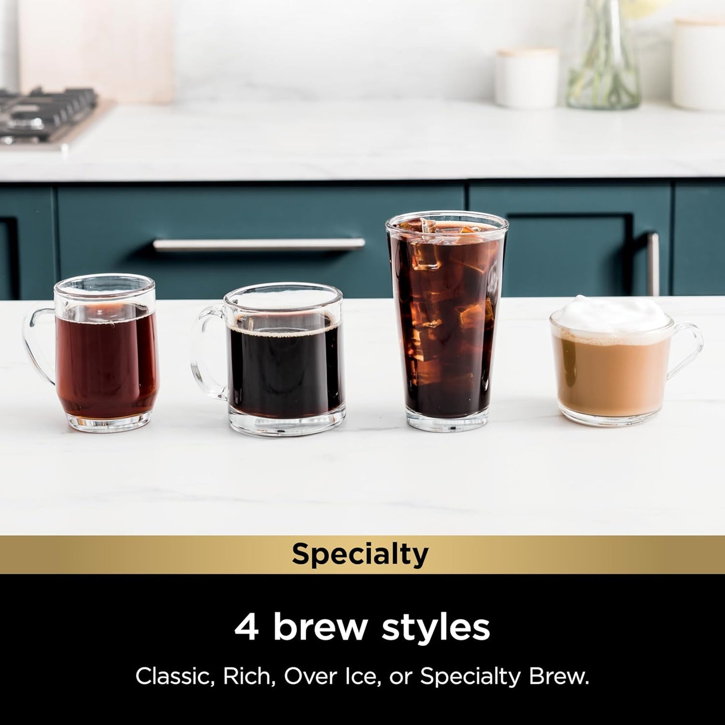 Ninja Pods & Grounds Specialty Single-Serve Coffee Maker, K-Cup Pod Compatible, Built-In Milk Frother, 6-oz. Cup to 24-oz. Travel Mug Sizes, Iced Coffee Maker, 1550 watts, Sage Green, PB051SG