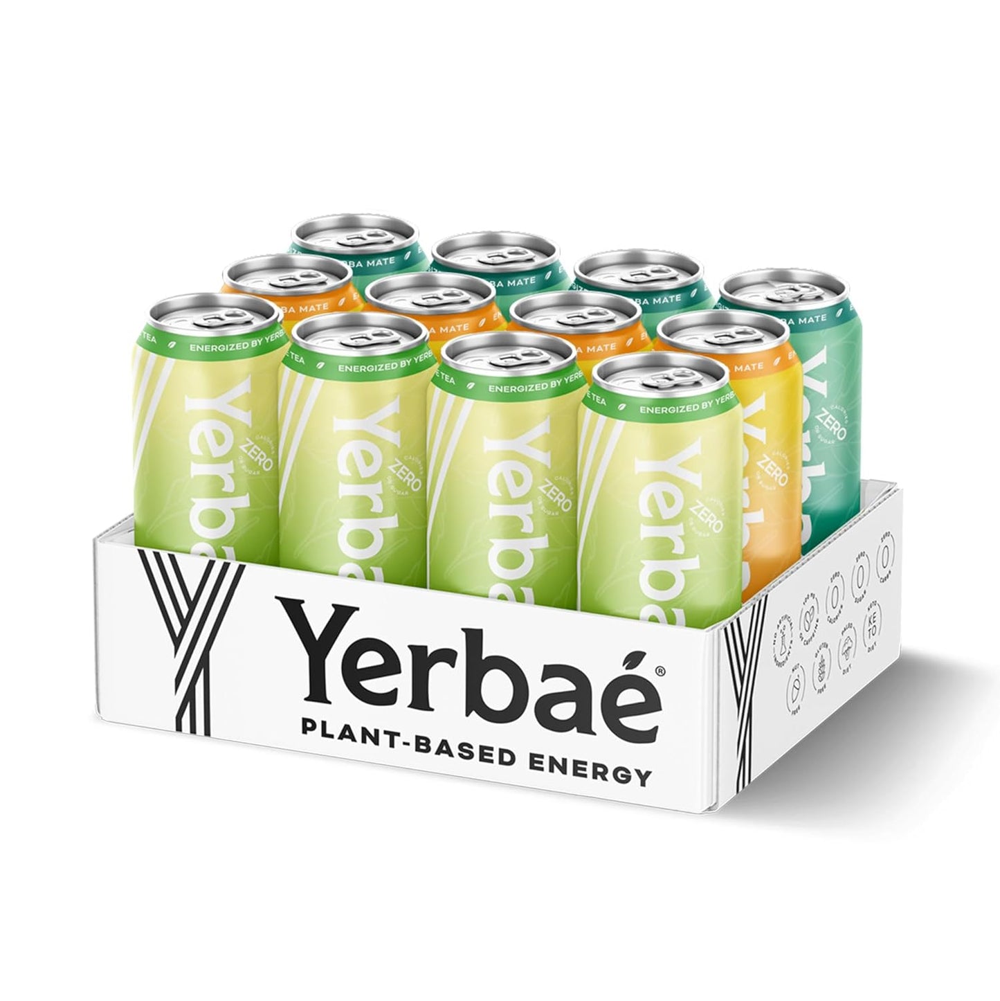 Yerbaé Variety Flex Pack, Functional Energy Drink - 0 Sugar, 0 Calories, 0 Carbs. Yerbae is Energized by Yerba Mate, Plant-Based, Healthy Alternative to Sugary Energy Beverages, 16oz cans (12 Pack)