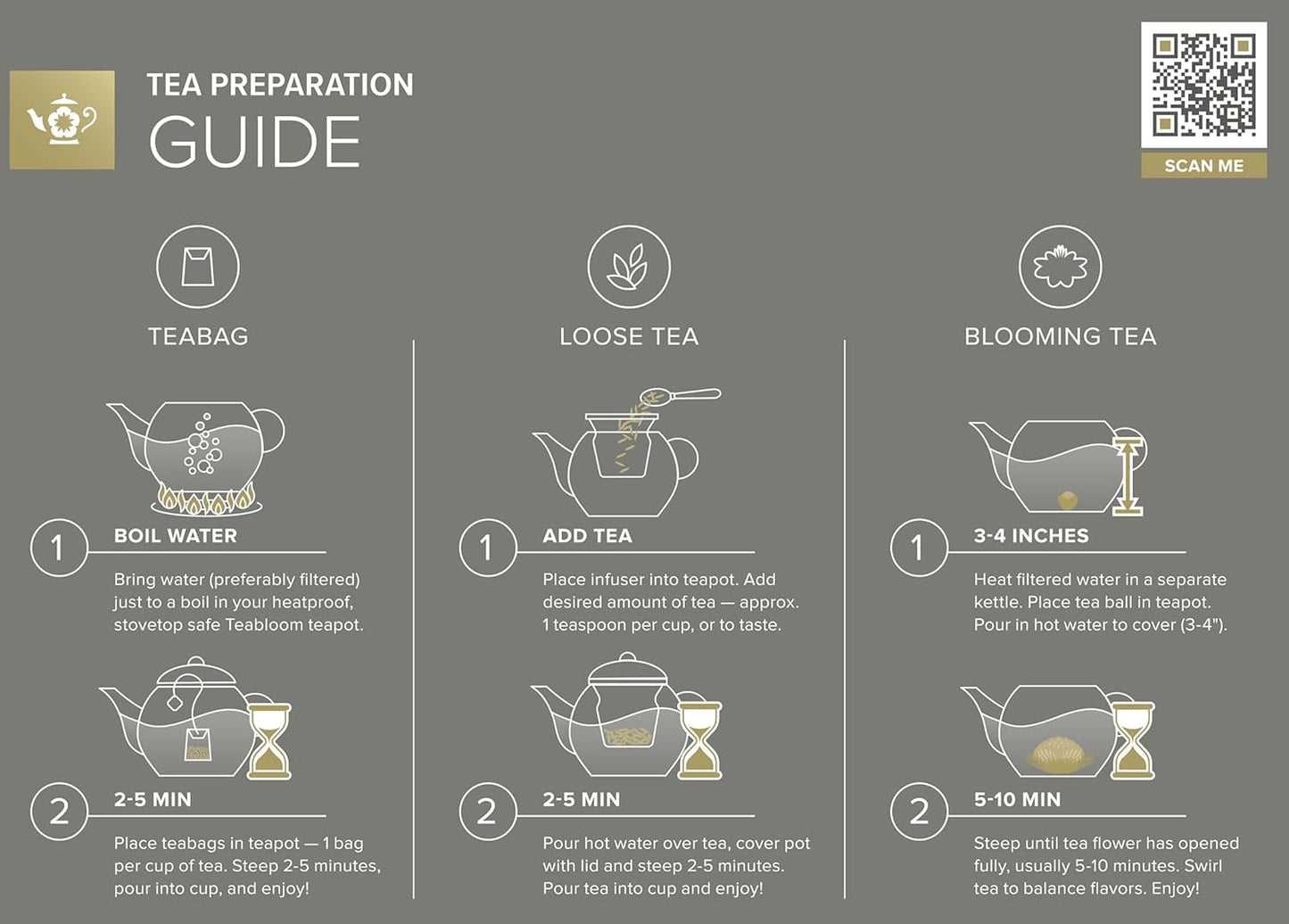 Teabloom Complete Tea Set – Glass Teapot (40 oz), Loose Tea Glass Infuser, 4 Insulated Glass Teacups, Tea Warmer, and 12 Flowering Teas – Elegant Blooming Tea Gift Set