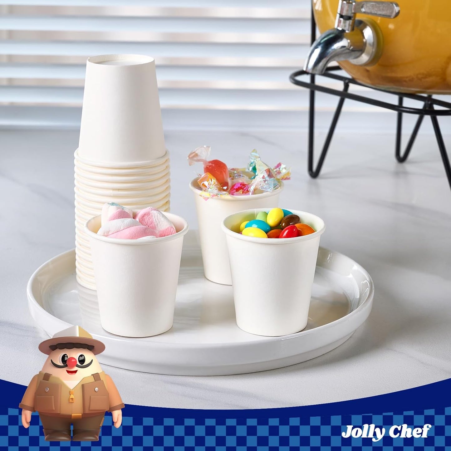 JOLLY CHEF 400 Count 3 oz Paper Cups, Disposable Mini Bathroom Mouthwash Cups for Home, Office, School, Store