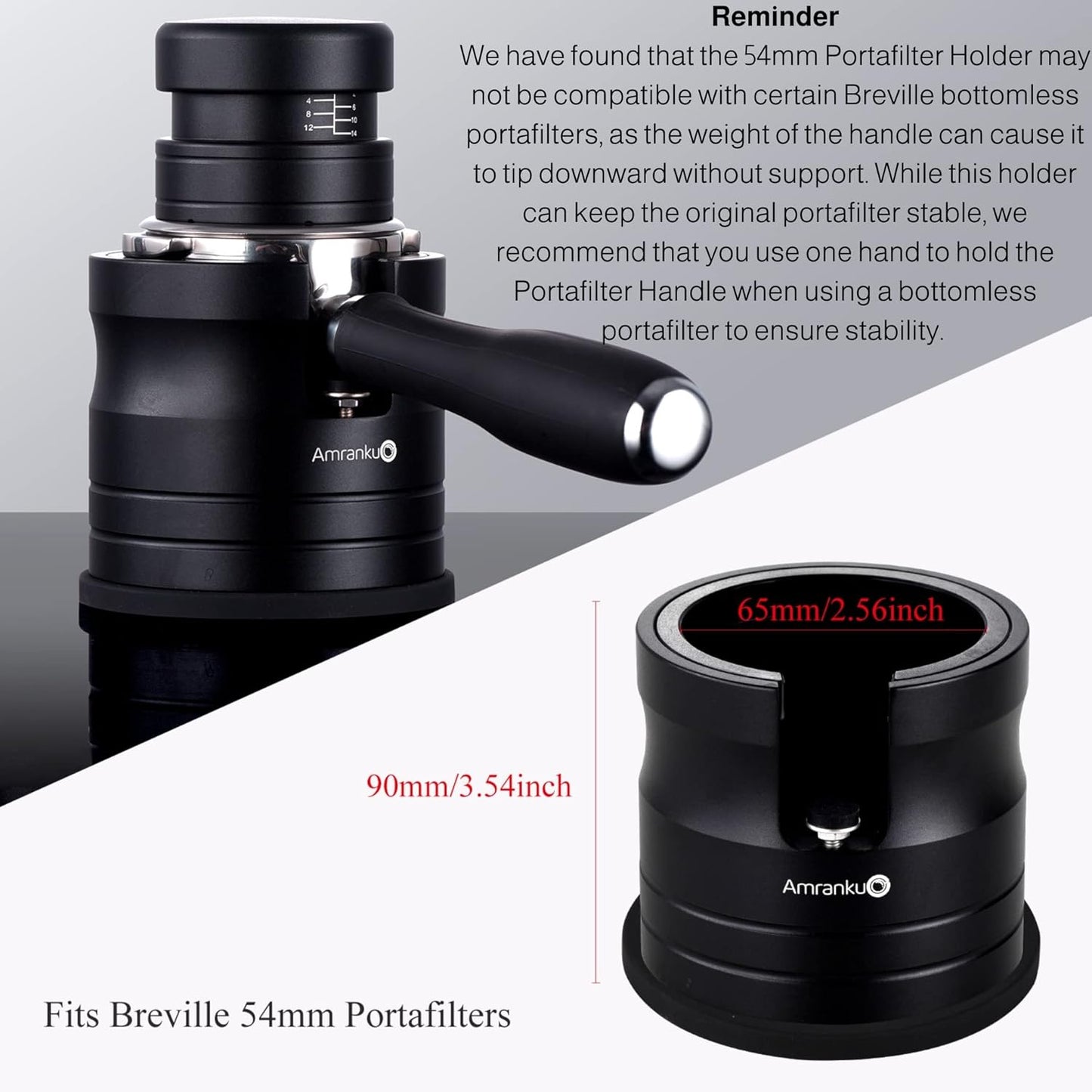 Coffee Portafilter Holder| Espresso Tamper Stand| Aluminum Alloy Espresso Holder| With Non-slip Base| Fits 54mm Espresso Machines Portafilter | (54mm, Black)