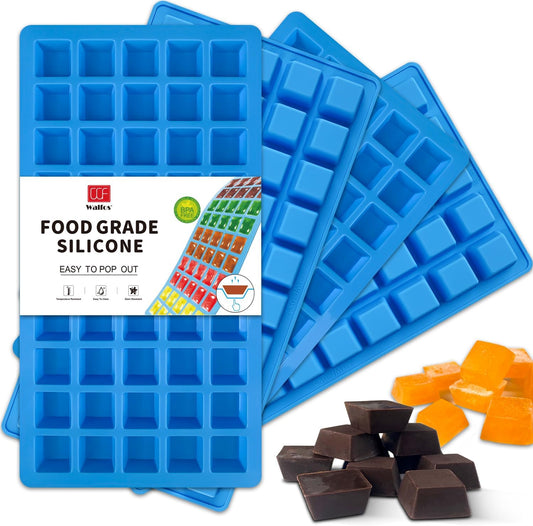 Mini Square-Terrace Silicone Chocolate Molds 50 Cavities - Walfos Non Stick Silicone Candy Molds, Silicone Molds for Chocolate, Candy, Gummy, Jelly, Ice Cubes, Food Grade & Dishwasher Safe, 4 Packs