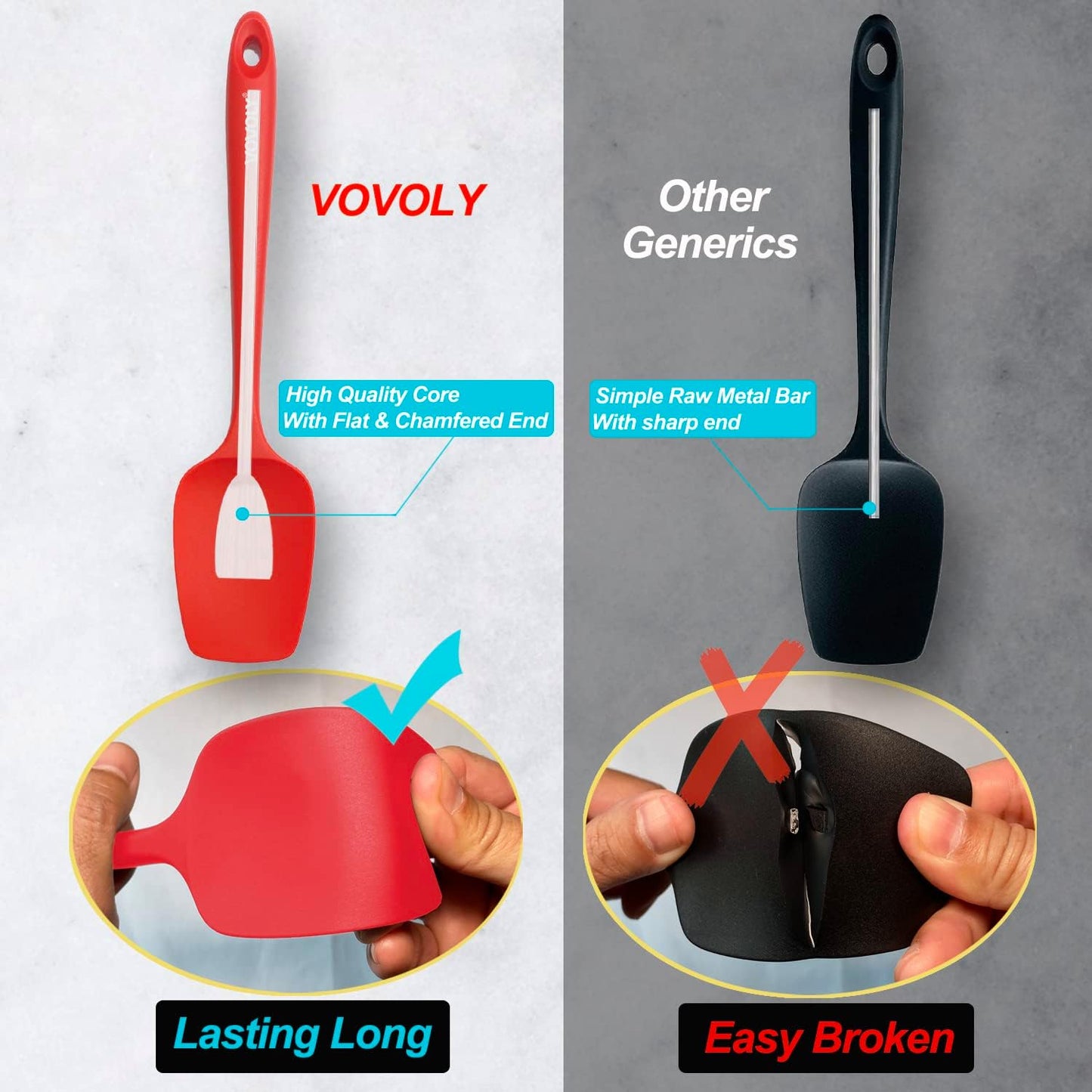 Silicone Spatula Set, Heat Resistant Rubber Spoon Spatula with Seamless One Piece Design, Non-Stick Spoonula, Flexible Scrapers Baking Mixing Tool,3 Pack, Multi-color