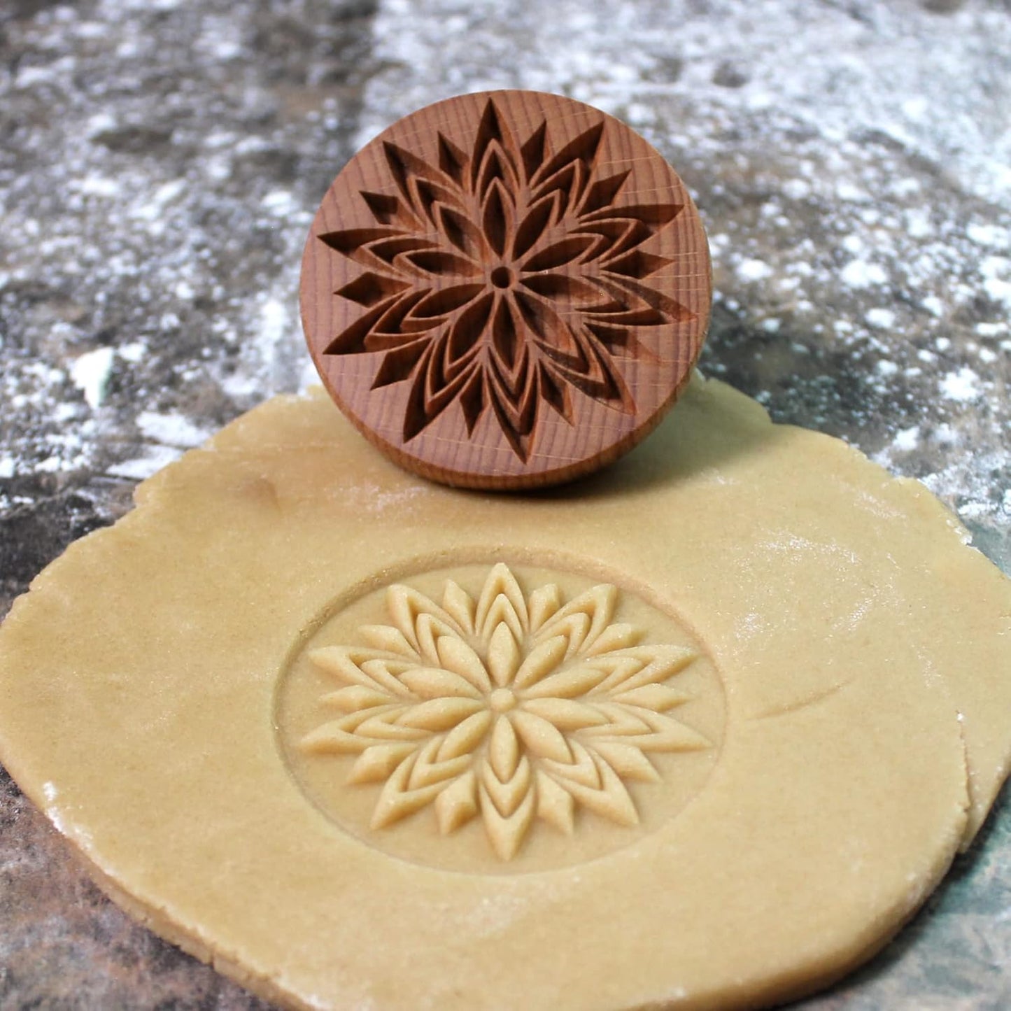 Wood Cookie Stamp, 2.5 Inch (Fancy Lotus CS-001)