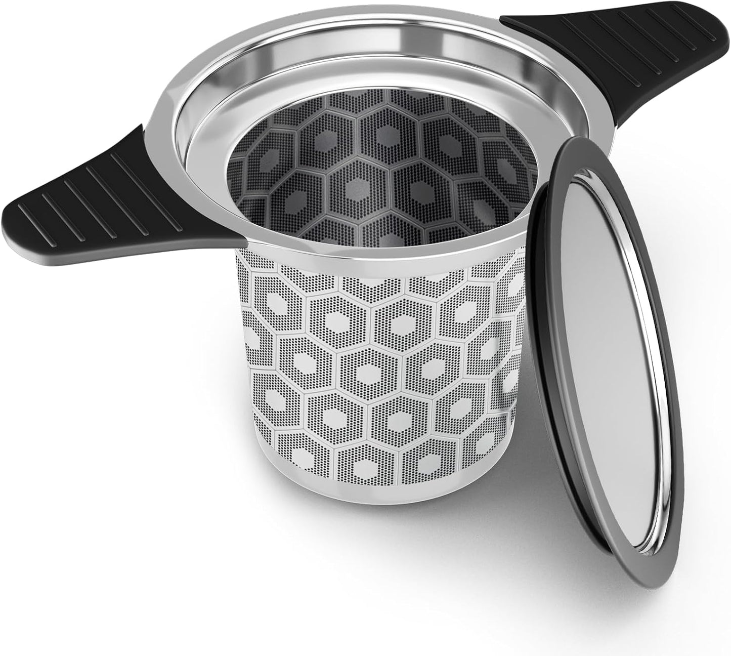 Reinmoson Extra Fine Mesh Tea Strainers & Filters for Loose Tea Single Cup, 304 Stainless Steel and Food Grade Silicone Loose Leaf Tea Steeper for Black Tea, Coffee, Rooibos, etc