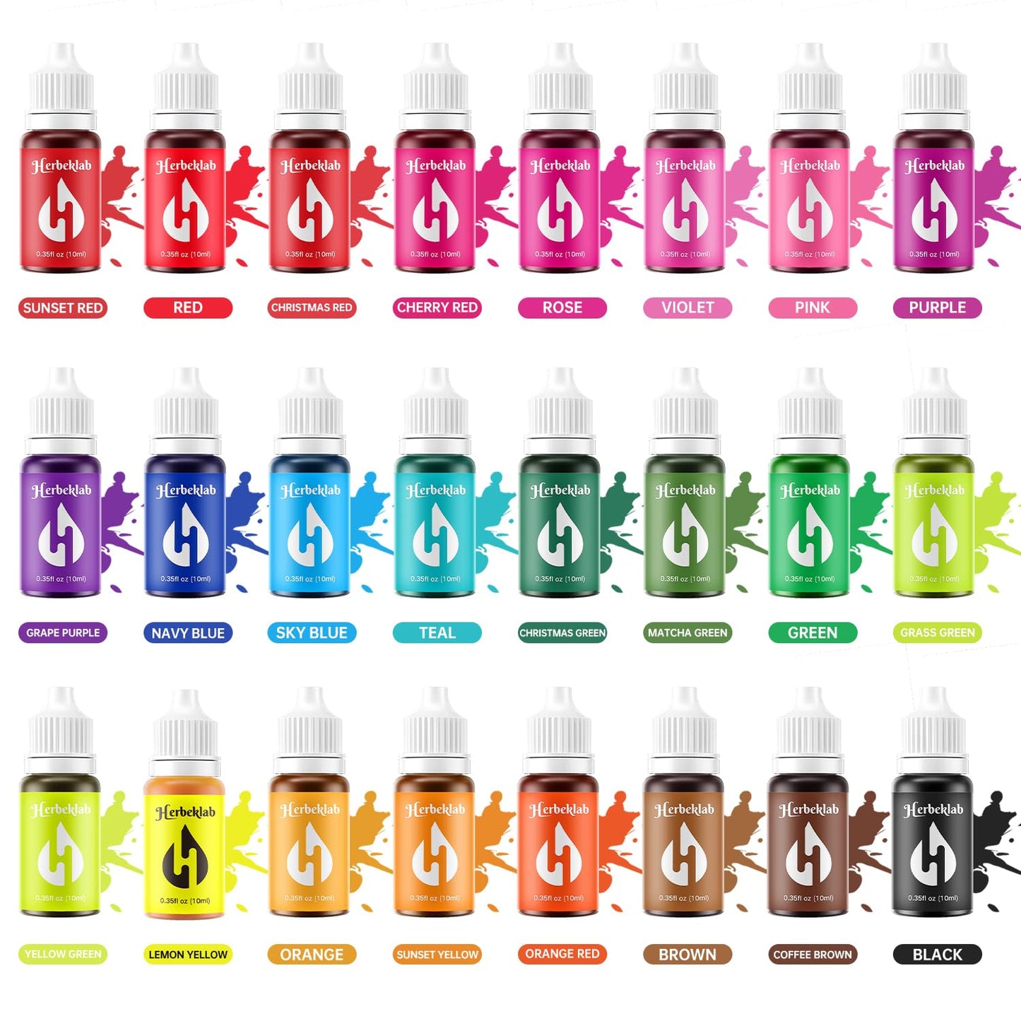 Food Coloring Liquid Food Color 24 Colors Herbeklab Water Based Food Dye Slime Coloring Dye Neon Food Coloring for Baking Icing Cake Decorating, 0.35 fl oz/bottle