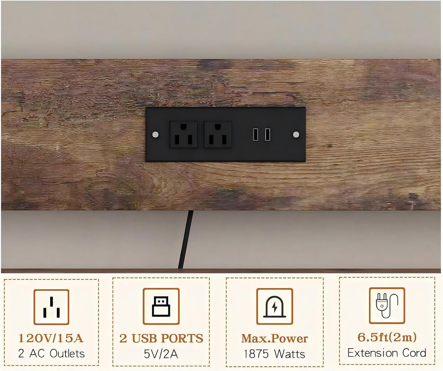 Adjustable 4-Tier Heavy Duty Kitchen Baker's Rack with Power Outlet, with Industrial Wheels, Free Standing Microwave Oven Cart Stand for Storage in Living Room, Garage, Rustic Brown