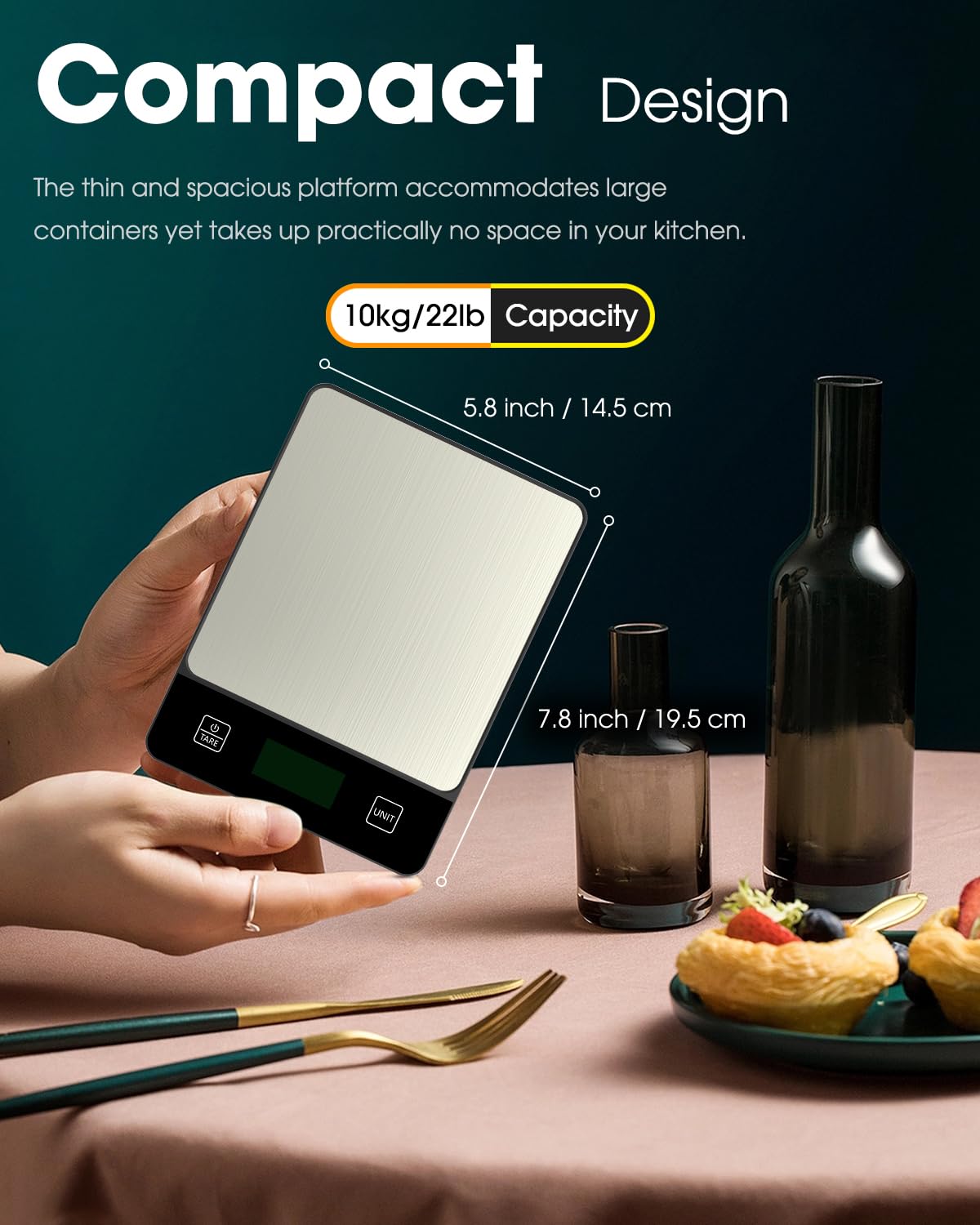 Mik-Nana Food Scale, 22lb Digital Kitchen Scale Weight Grams and Oz for Baking Cooking Coffee Meal Prep Package Postage, 6 Units with Tare Function, 1g/0.04oz Precise Graduation (Black)