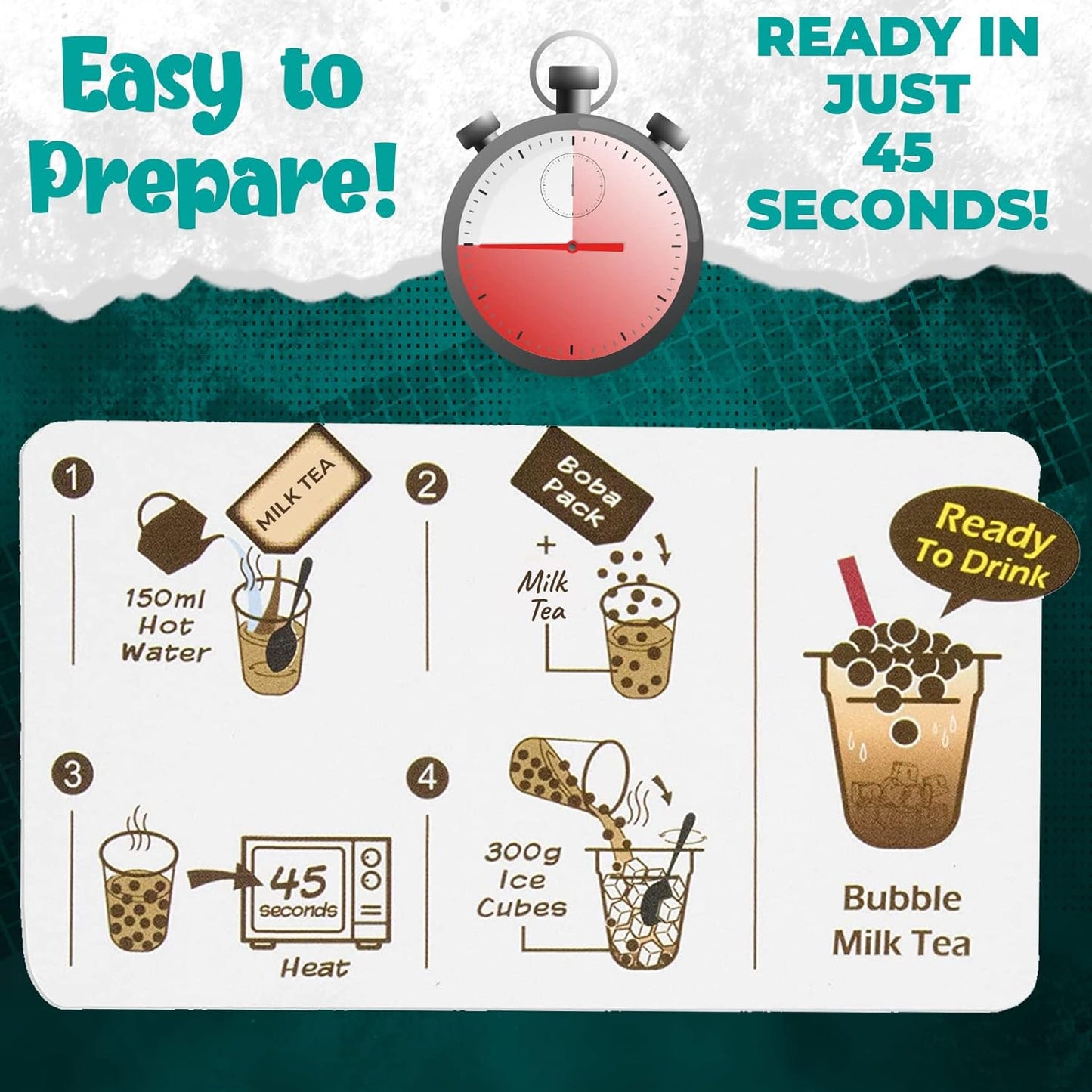 Fusion Select 5 Pack Authentic Tea Flavors Sakura, Lavender, Rose, Thai, Original Milk Tea Kit - Extra Rich Flavor Bubble Drinks, Tapioca Pearls, Straws - Complete Boba Kit