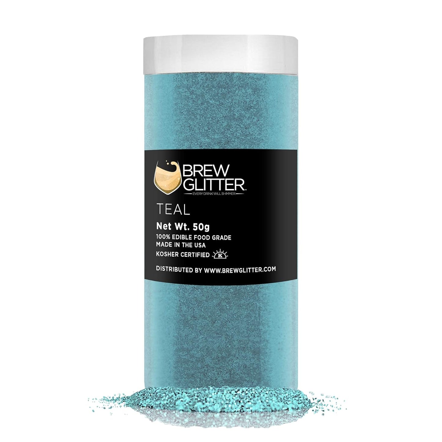 Teal BREW GLITTER Edible Glitter For Drinks, Cocktails, Beer, Garnish Glitter & Beverages | KOSHER & HALAL Certified | 100% Edible & Food Grade | Vegan, Gluten, Nut Free (50g, Teal)