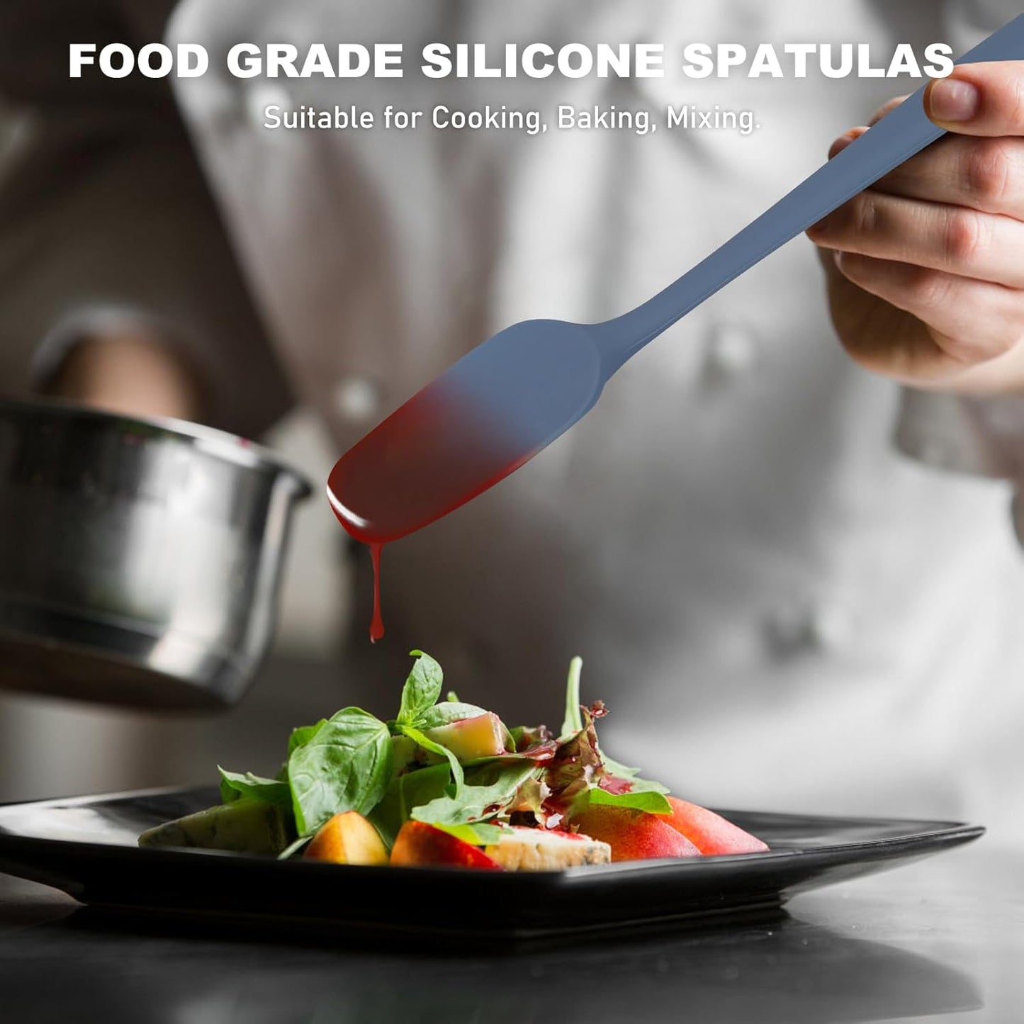 NileHome Silicone Spatula Set, 6 Packs Food Grade Kitchen Utensils with Silicone Brush Heat Resistant Dishwasher Safe BPA-Free Rubber Spatula for Scraping, Baking, Cooking, Mixing, Haze Blue