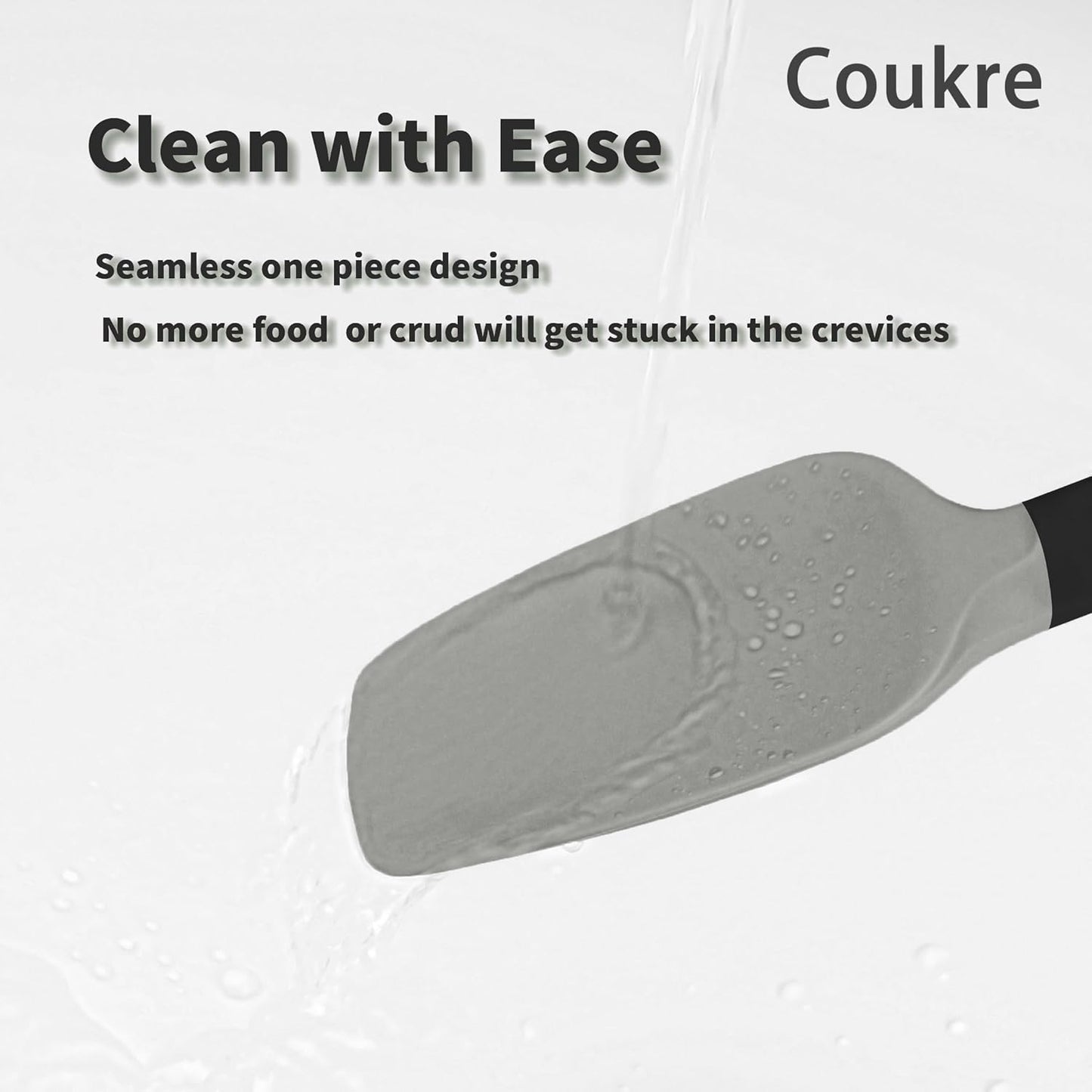 Coukre Silicone Spatula Set of 5,High Temperature Resistant, Food Grade Silicone, Dishwasher Safe, for Baking, Cooking (Gray)