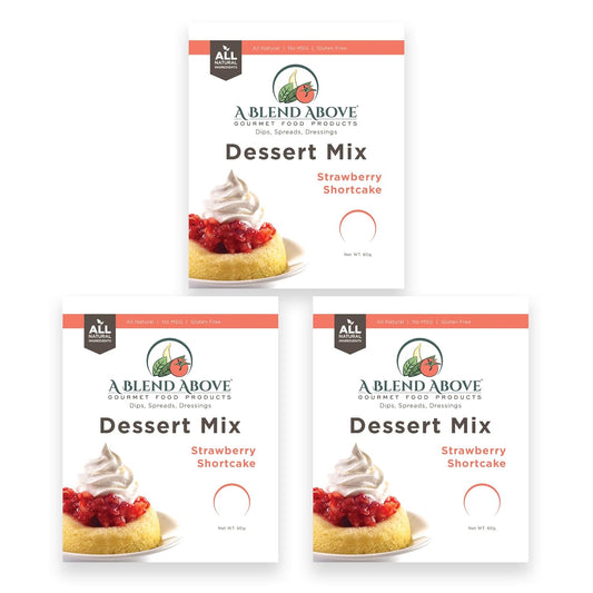 A Blend Above Strawberry Shortcake No-Bake Dessert Mix, 3 Pack, No-Bake Cheesecake, Fruit Dip, Dessert Mix, Bagel Topping, Frosting, Cheesecake Filling, Quick and Easy to Make, Makes 16 Ounces, Cream