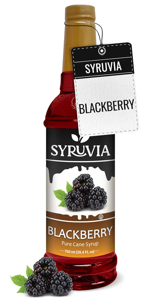 Syruvia Blackberry Syrup - 25.4 fl oz. Kosher and Gluten-Free. Ideal for Enhancing Drinks, Sodas, Shakes, Desserts, and More.