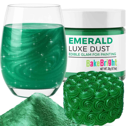 Bulk (20g) Luster Dust Edible Cake Decorations, Edible Luster Dust for Cakes, Green Edible Luster Dust for Cupcake Decorations, Cake Drip, Edible Paint, Green Edible Shimmer Dust for Drinks