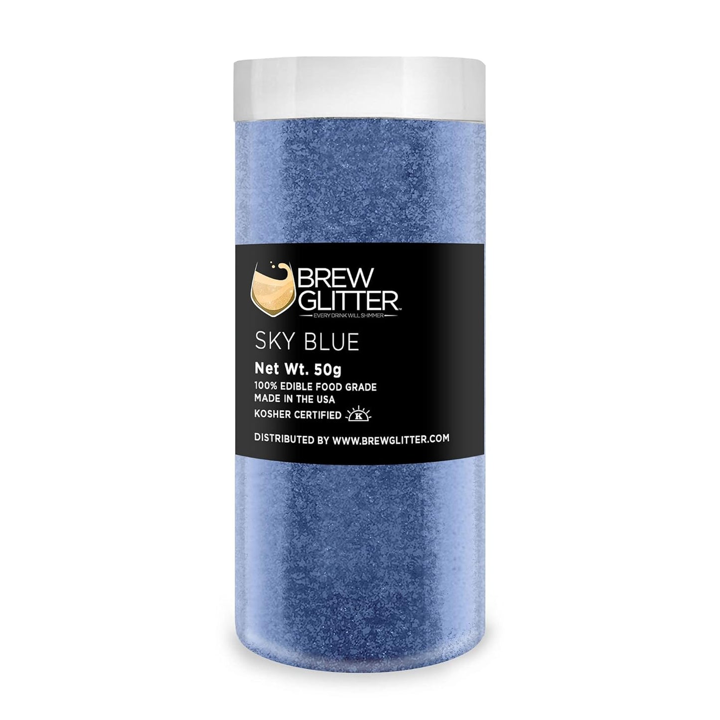 Sky Blue BREW GLITTER Edible Glitter For Drinks, Cocktails, Beer, Garnish Glitter & Beverages | KOSHER & HALAL Certified | 100% Edible & Food Grade | Vegan, Gluten, Nut Free (50g, Sky Blue)