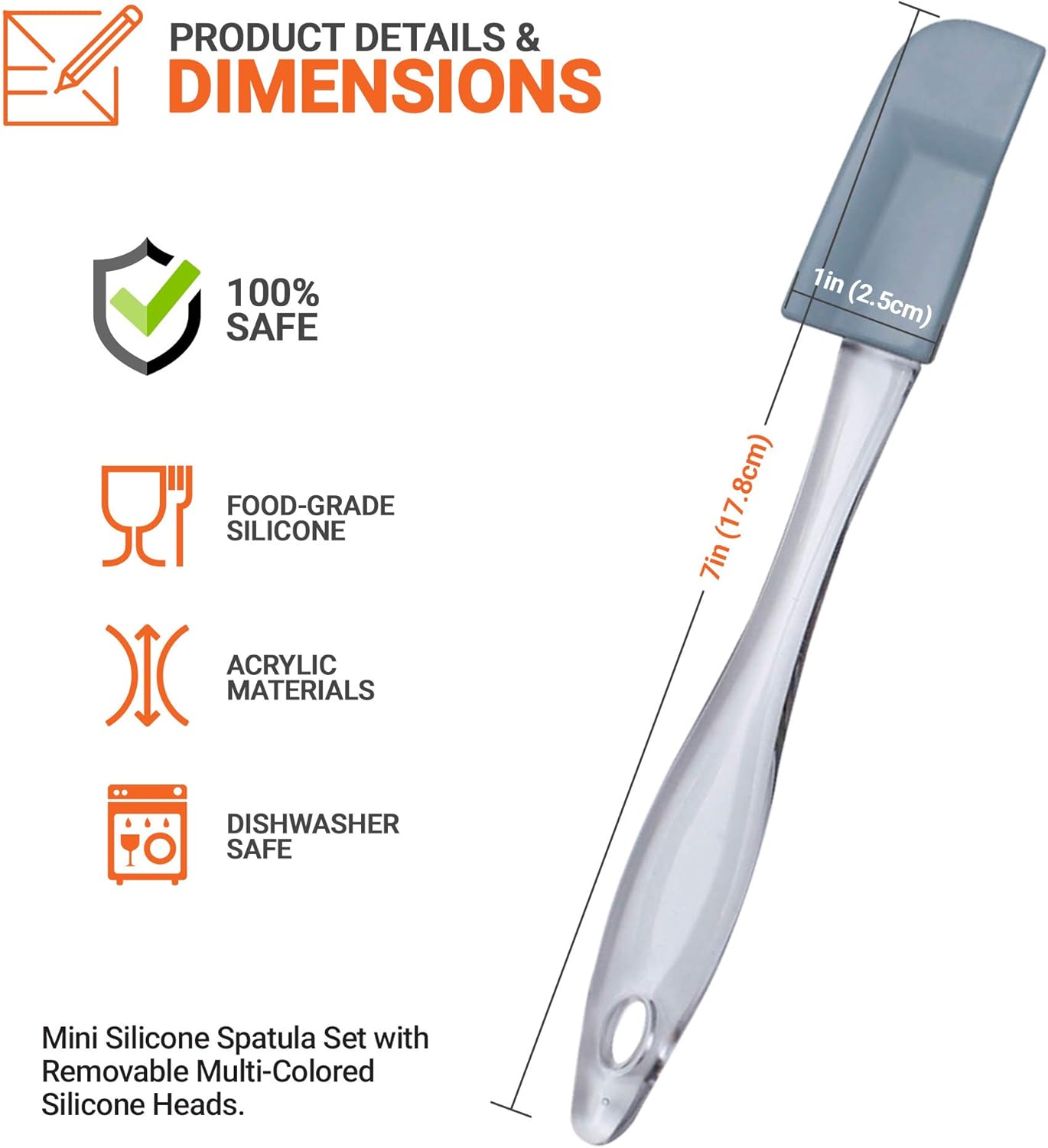 Silicone Spatula Rubber Set of 6 Mini Small Kitchen Baking Non Stick Scraper Sets Cooking Serving Cookies High Heat Resistant Exultimate