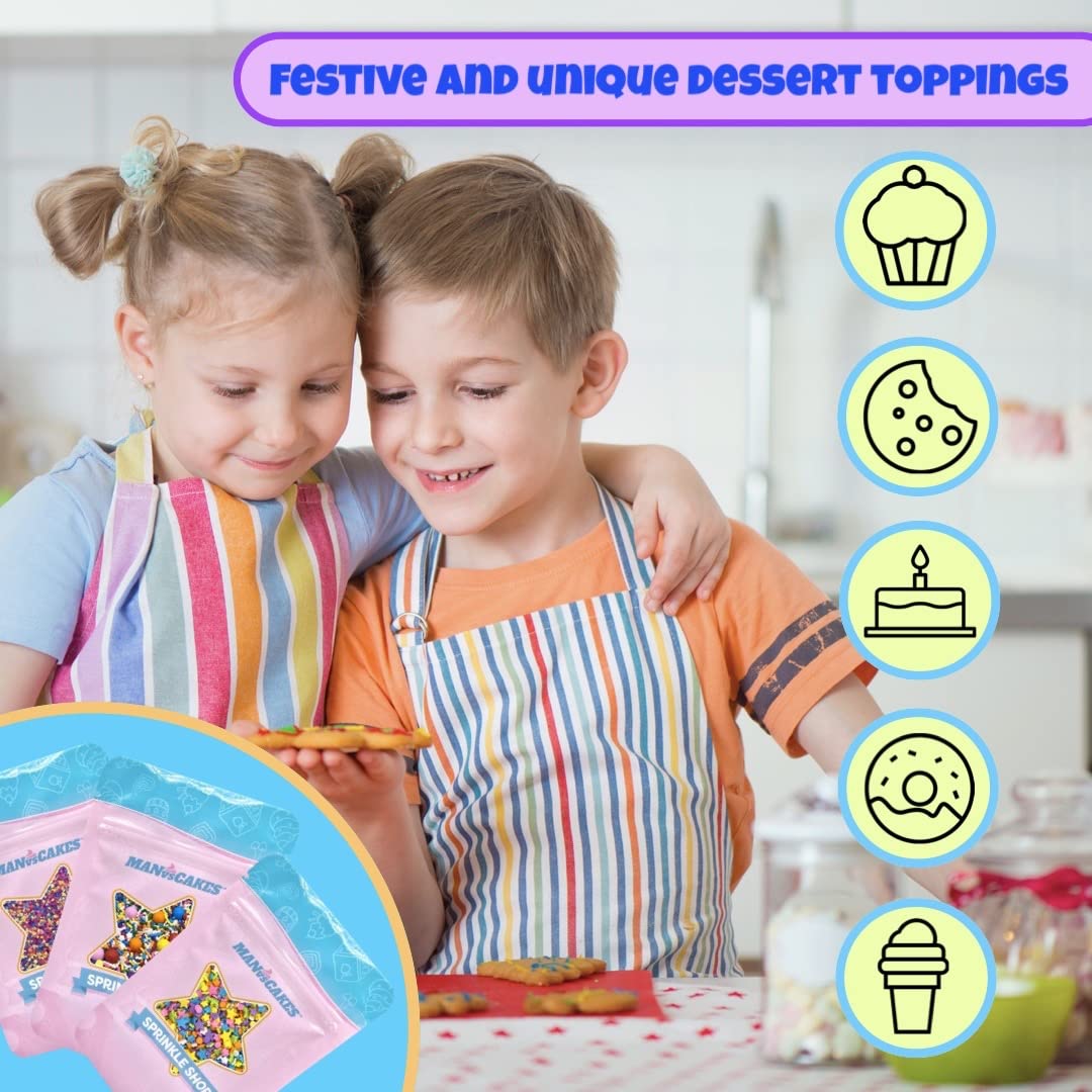 Manvscakes Sprinkles- Edible Cake and Cupcake Sprinkles with Assorted Shapes and Sizes for Parties, Metallic Sprinkle Mix for Cookies, Ice Cream, Cake and Cupcake Decorating, 4 oz (Green and Silver)