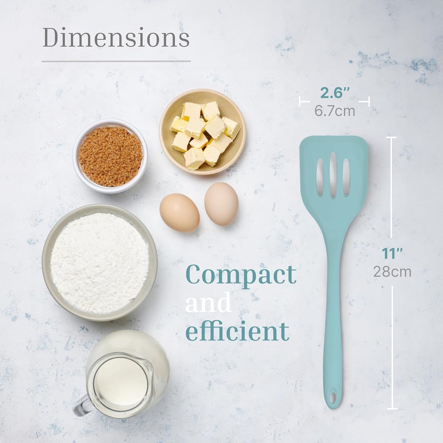 Silicone Slotted Turner Set – 2-Piece Set of Turner Spatulas for Eggs and Pancakes – Kitchen Tools & Accessories with Comfortable Handles, Heat-Resistant Utensils for Cooking and Baking – Pastel Blue