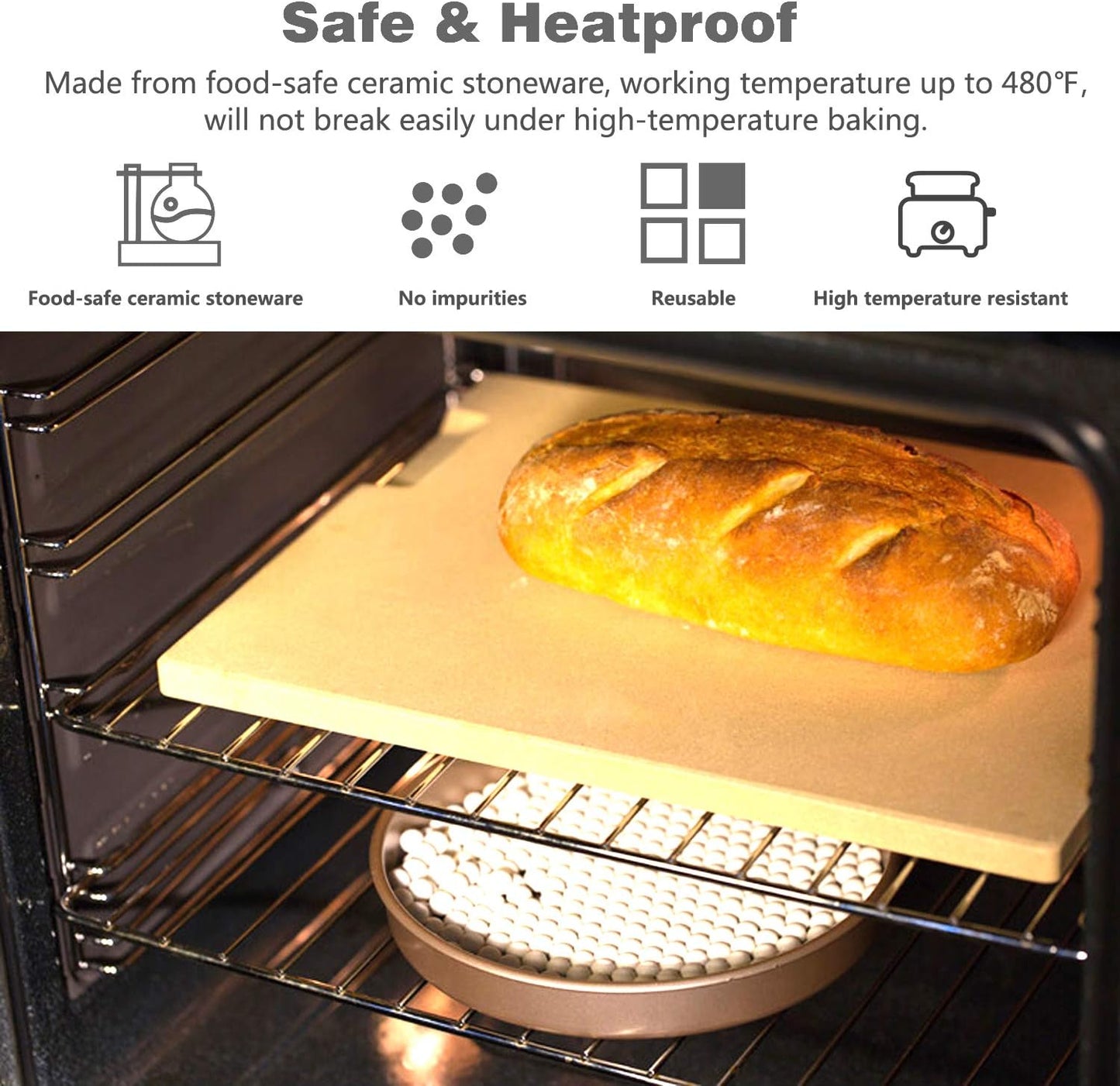 2.2Lb Ceramic Pie Weights Baking Beans Pie Crust Reusable 10mm Weights Natural Ceramic Stoneware with Wheat Straw Container (35 Oz Total) (White)