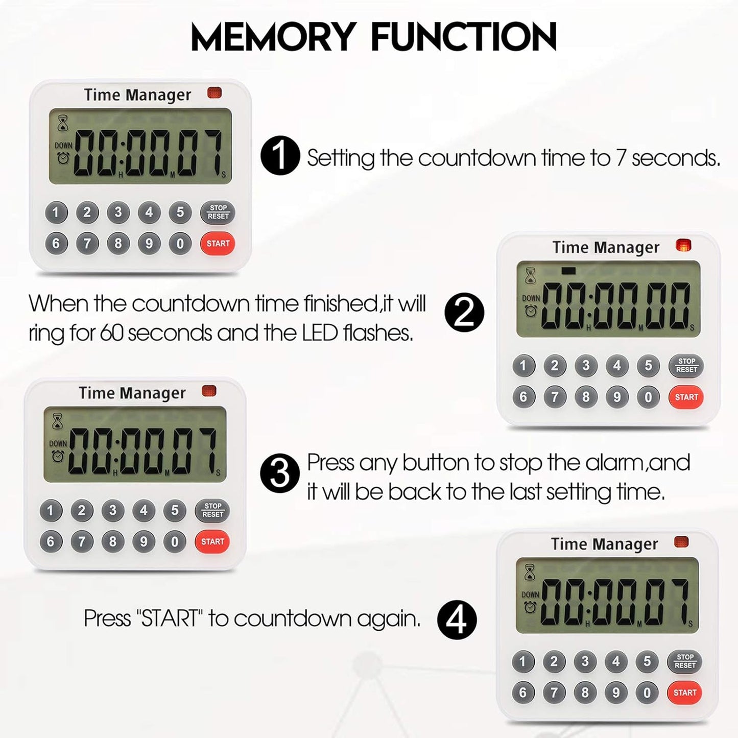 AIMILAR Digital Kitchen Timer - Magnetic Count Up Down Direct Entry Cooking Timer with Loud Alarm, Auto Shut-Off & Memory Function, 99 Hrs 99 Mins 99 Secs, 10 Key for Cooking, Exercise, Games