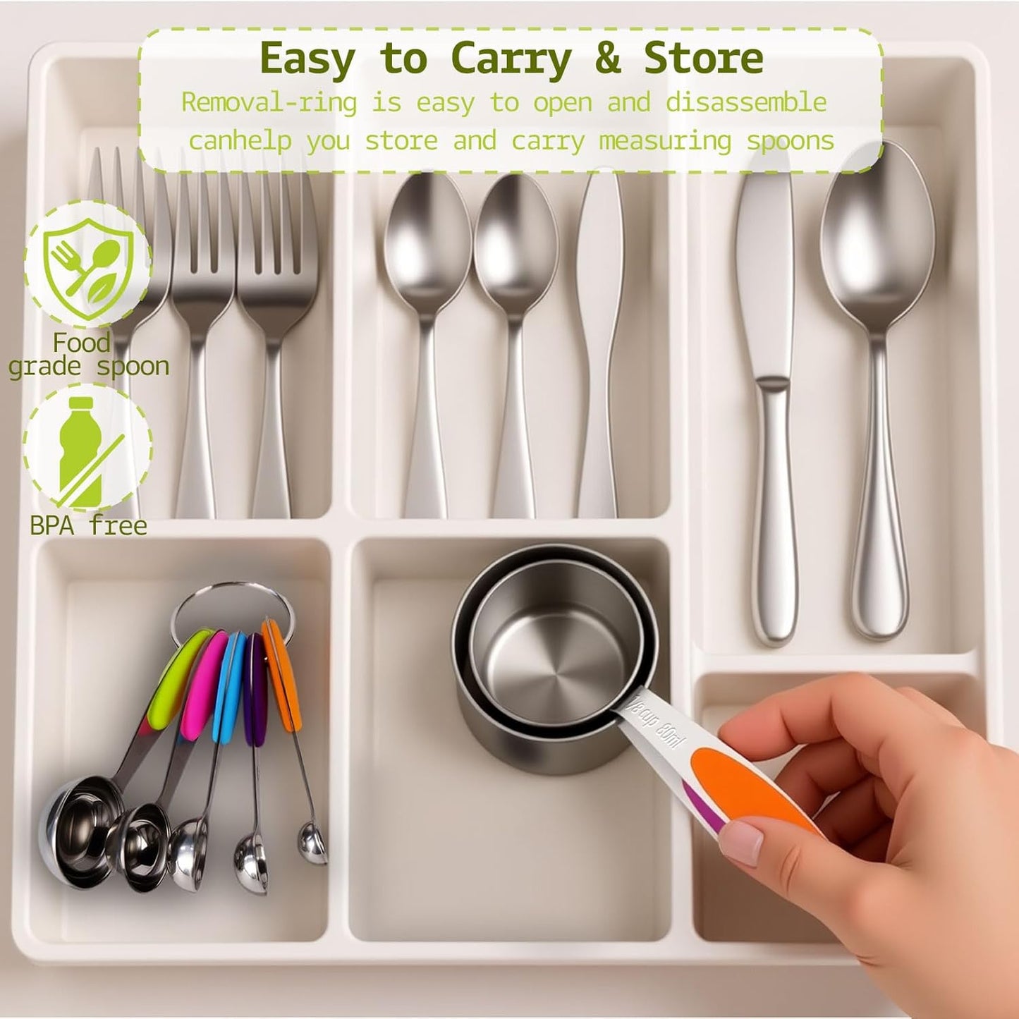 Inmorven 10pcs Measuring Cups and Spoons Set, Nesting Kitchen Stainless Steel Measuring Set for Baking Cooking Dry Liquid Ingredients Upgraded Thickness Handle