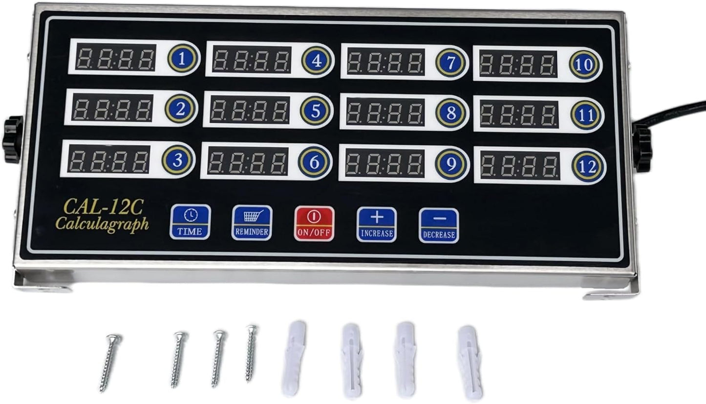 12 Channel Kitchen Timer Digital Kitchen Timer Loud Alarm Cooking Calculagraph Commercial Timer for Food Chips BBQ Pizza Bread Grilled Burger Coffee