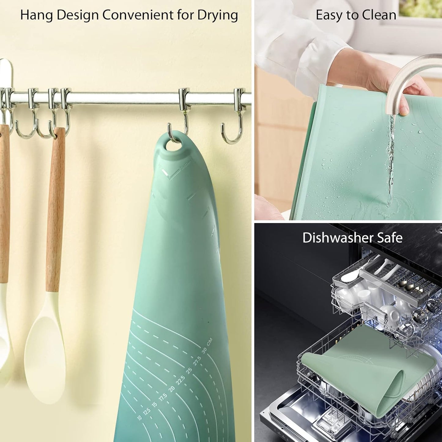 24"X16" Silicone Baking Mat Extra Large Non-stick Pastry Mat with High Edge, Dough Rolling Board for Pastry, Macarons, Pies, Bread, Cookies, Pizza, Fondant, Pasta, Food Grade Silicone Baking Supplies