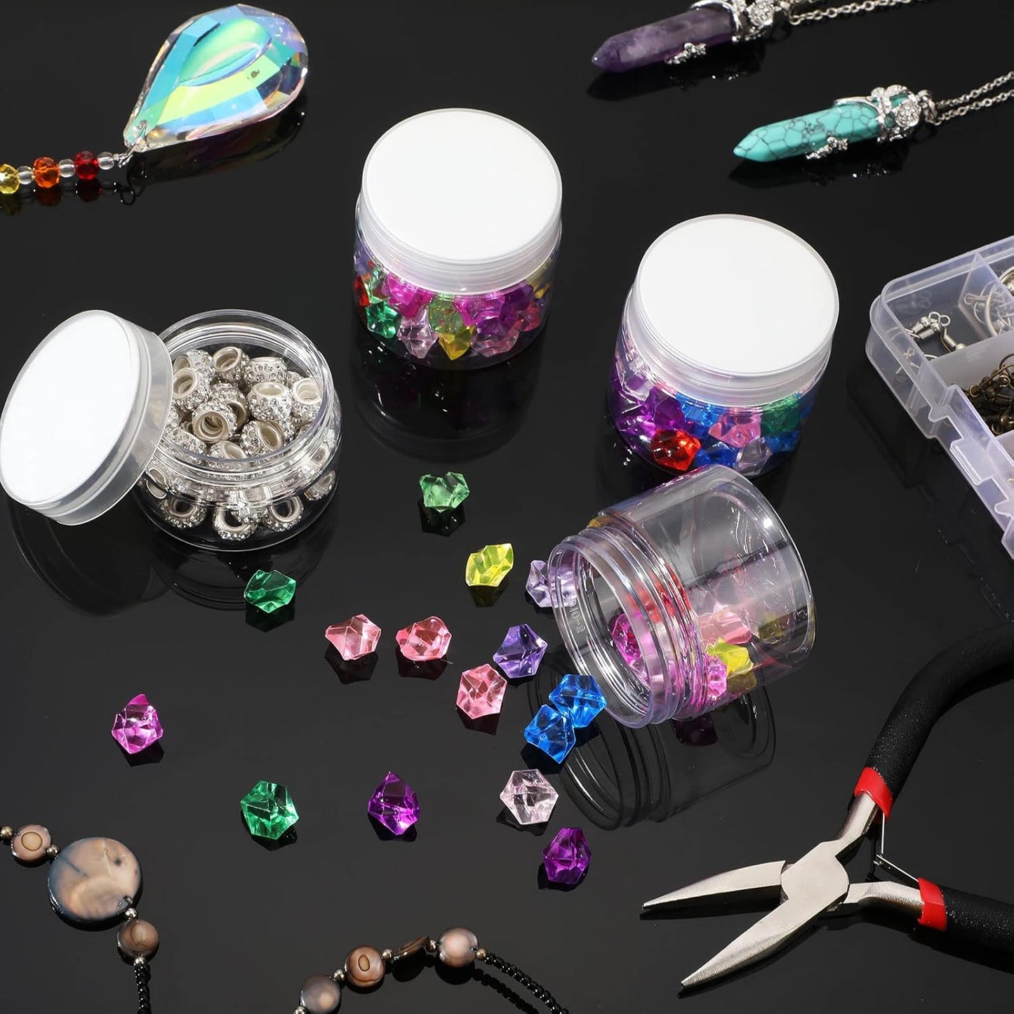 Patelai 4 Pieces Round Wide-mouth Leak Proof Plastic Container Jars with Lids for Travel Storage Makeup Beauty Products Face Creams Oils Salves Ointments DIY Making(2 Ounce,Clear)